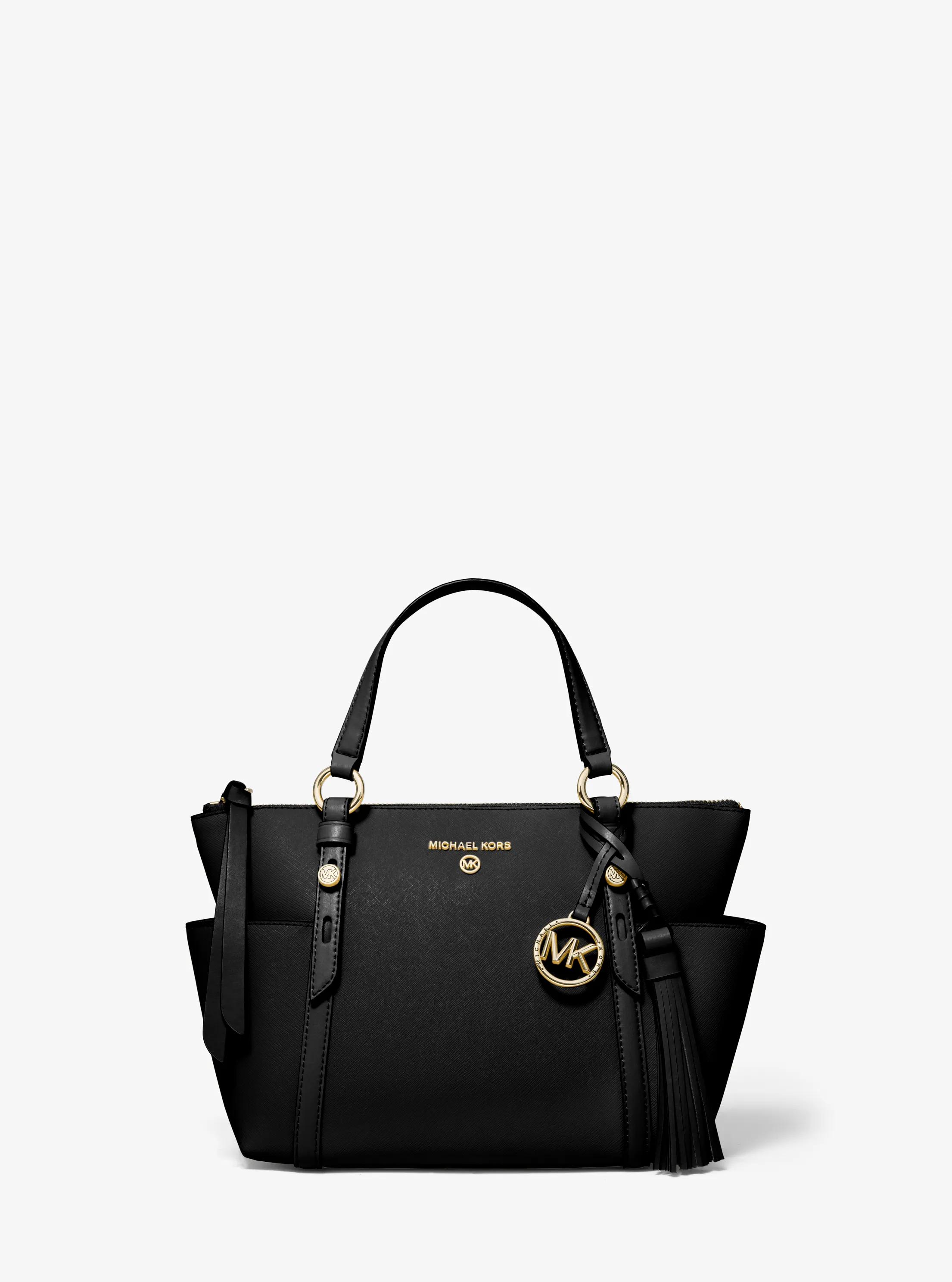 Sullivan Small Saffiano Leather Top-Zip Tote Bag in BLACK | Michael Kors