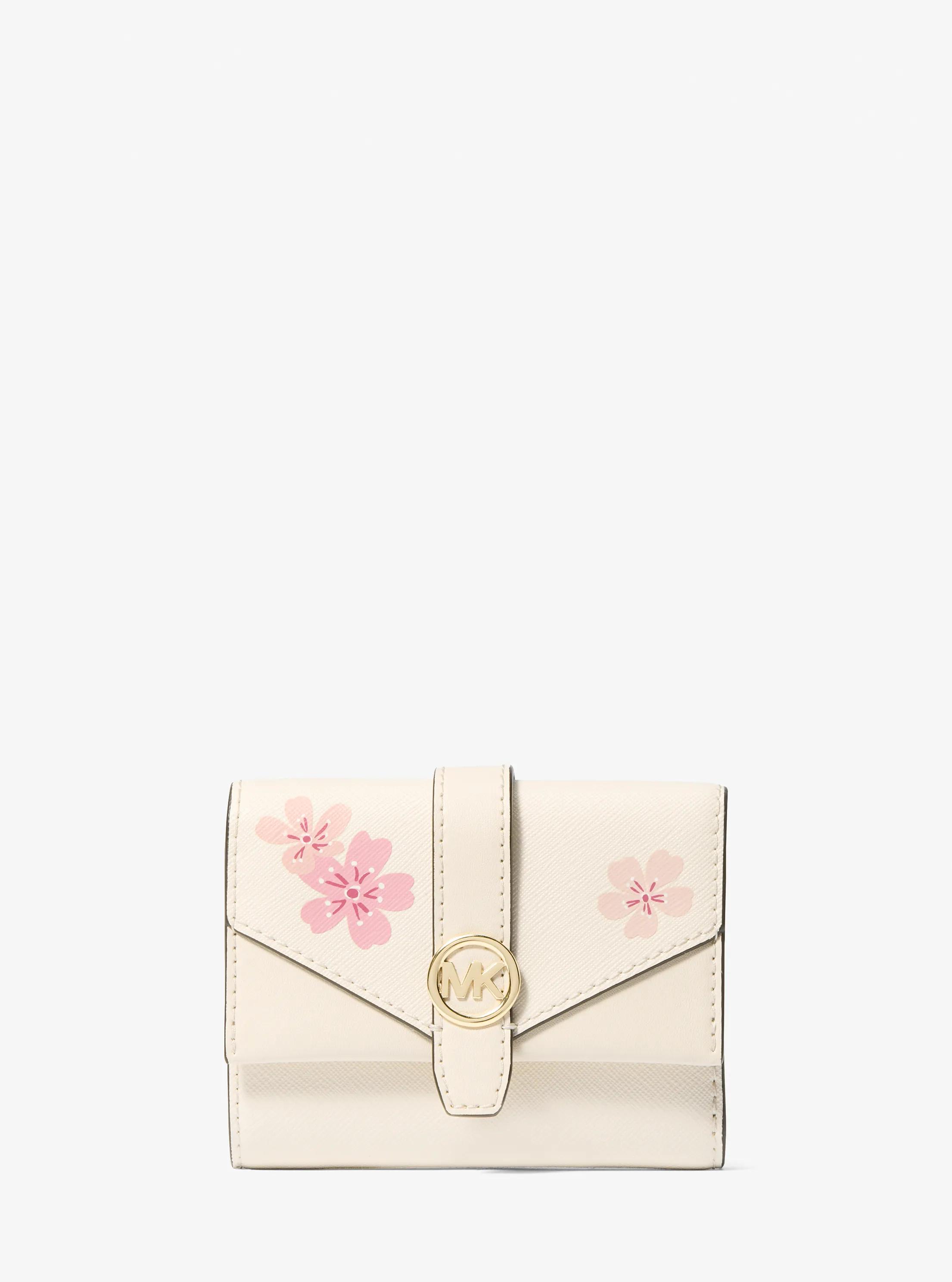 Michael Kors Outlet Greenwich Medium Printed Tri-fold Wallet In Natural