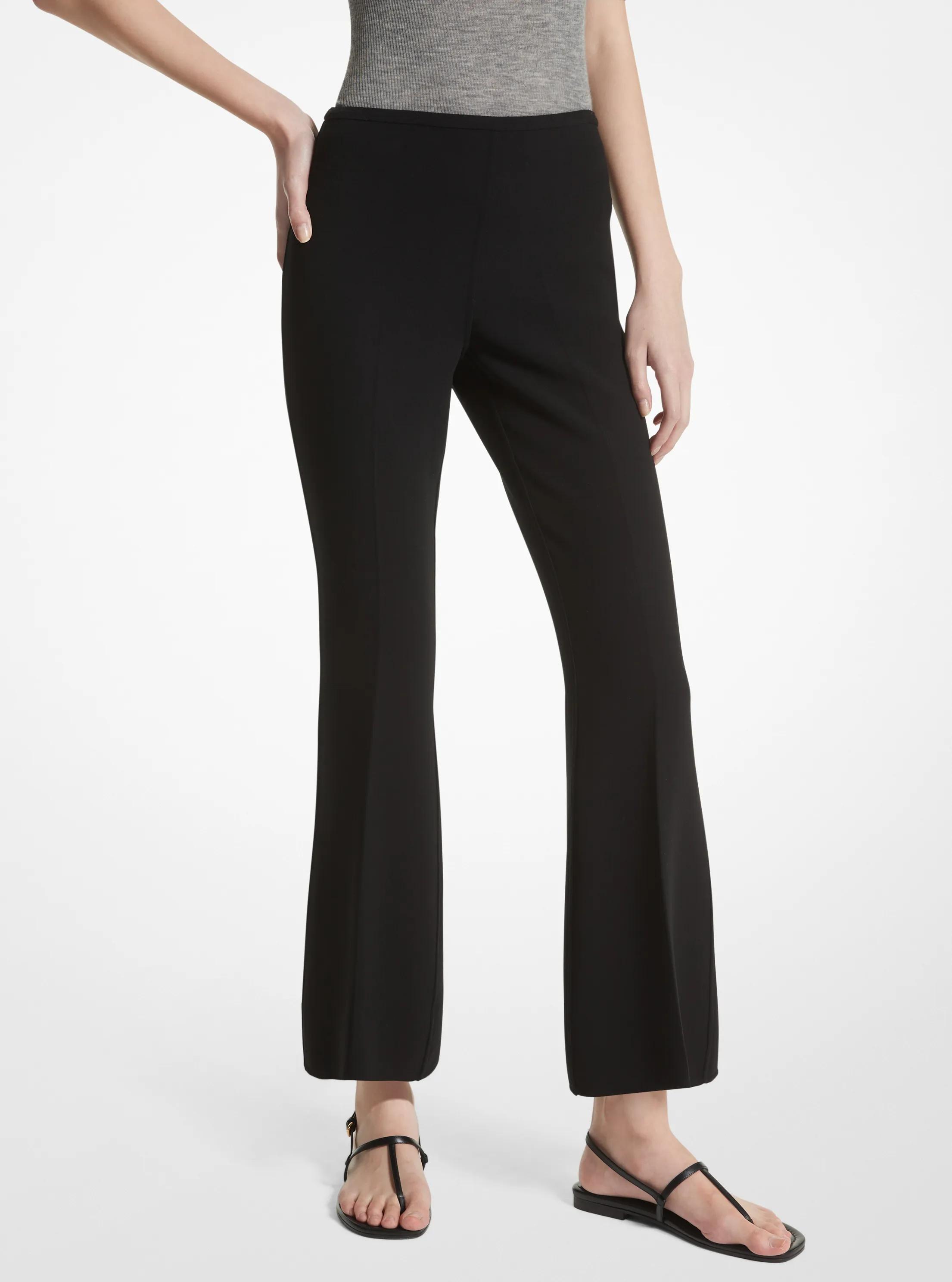 Double Face Stretch Wool Cropped Pants in NEGRO | Michael Kors