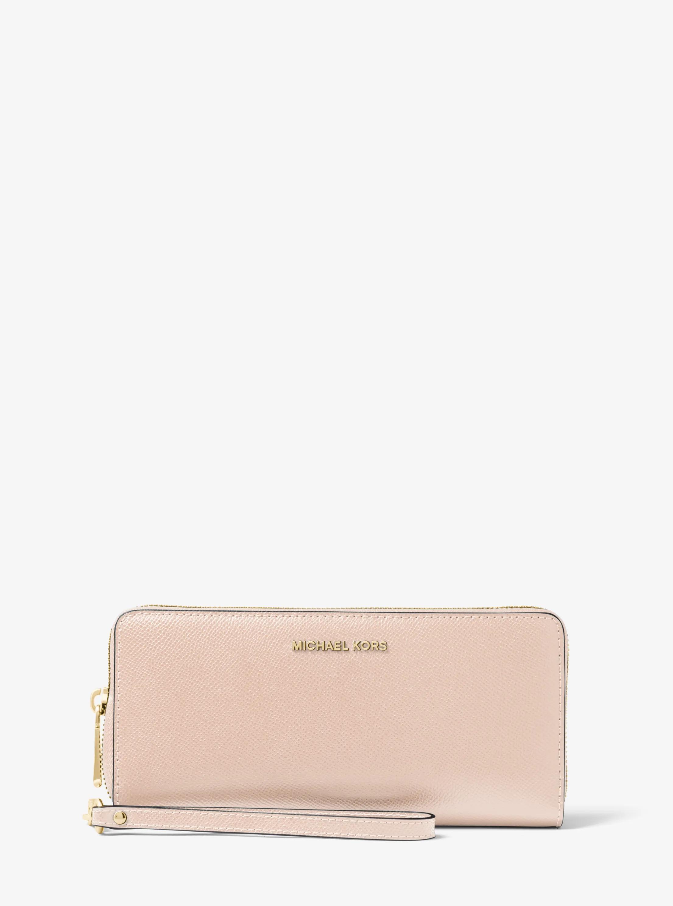 Bolso de mu&ntilde;eca continental de piel in ROSA CLARO | Michael Kors