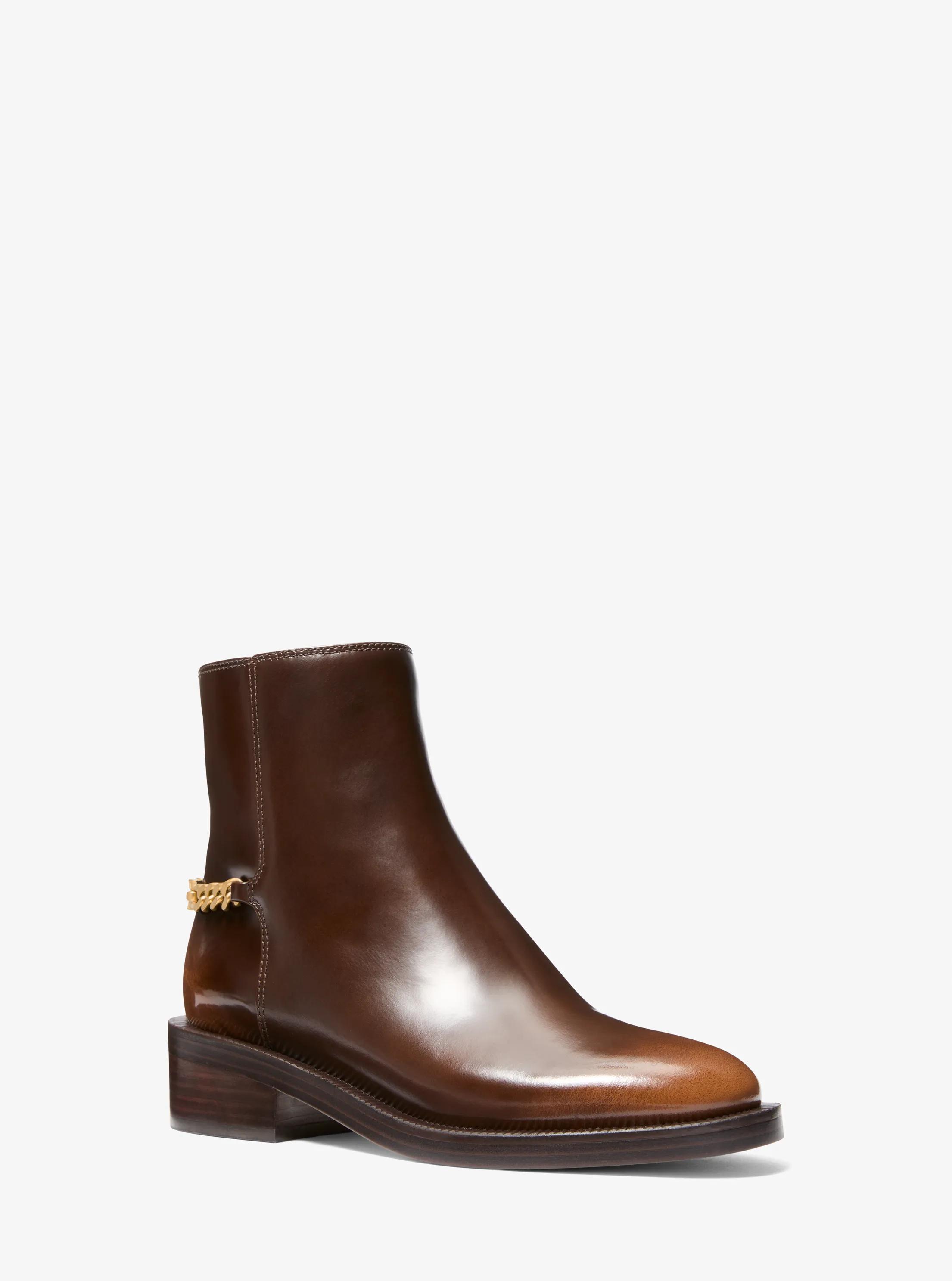 Carlisle Burnished Leather Boot in LUGGAGE | Michael Kors