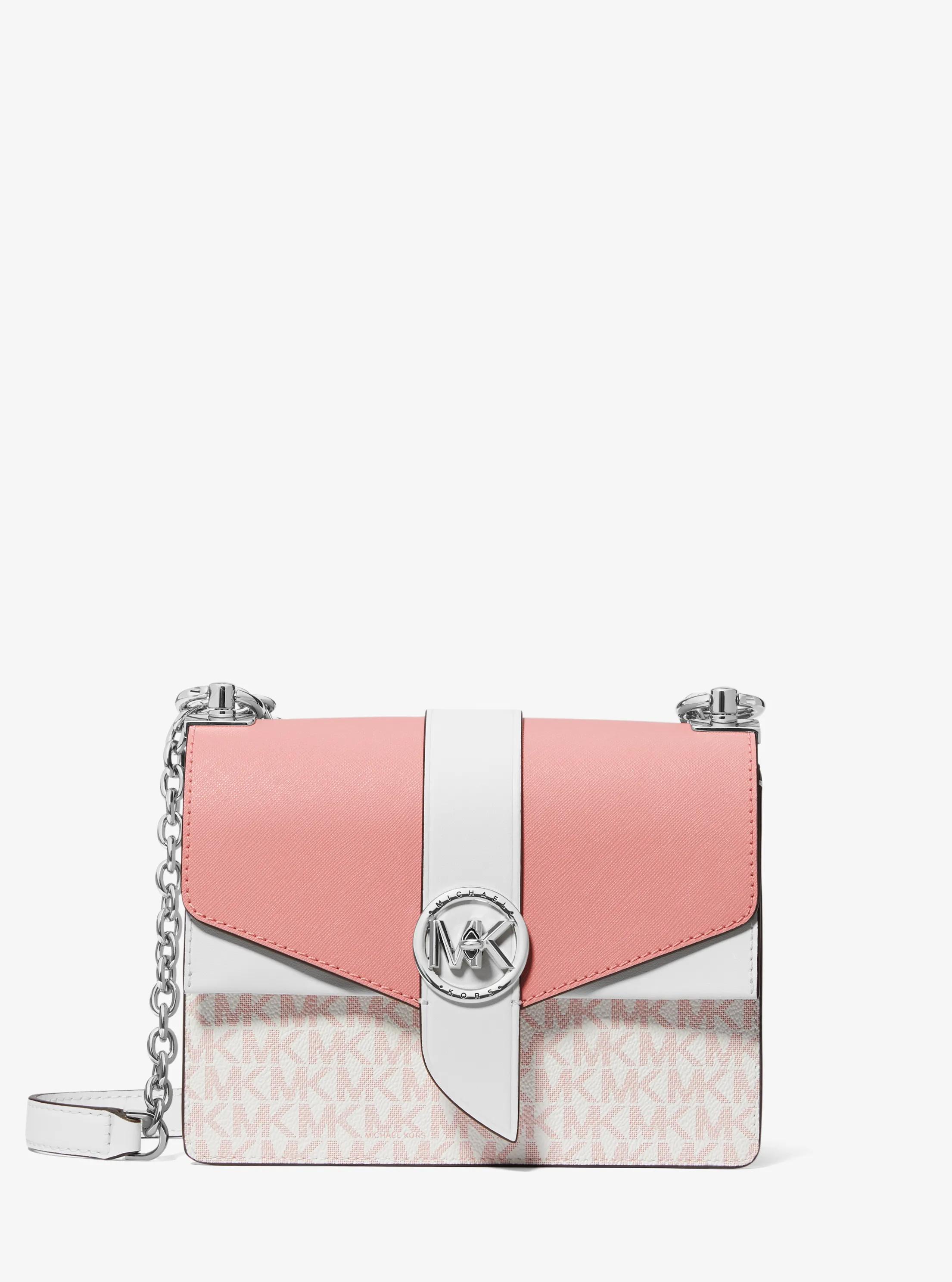 Greenwich Small Two-Tone Logo and Saffiano Leather Crossbody Bag