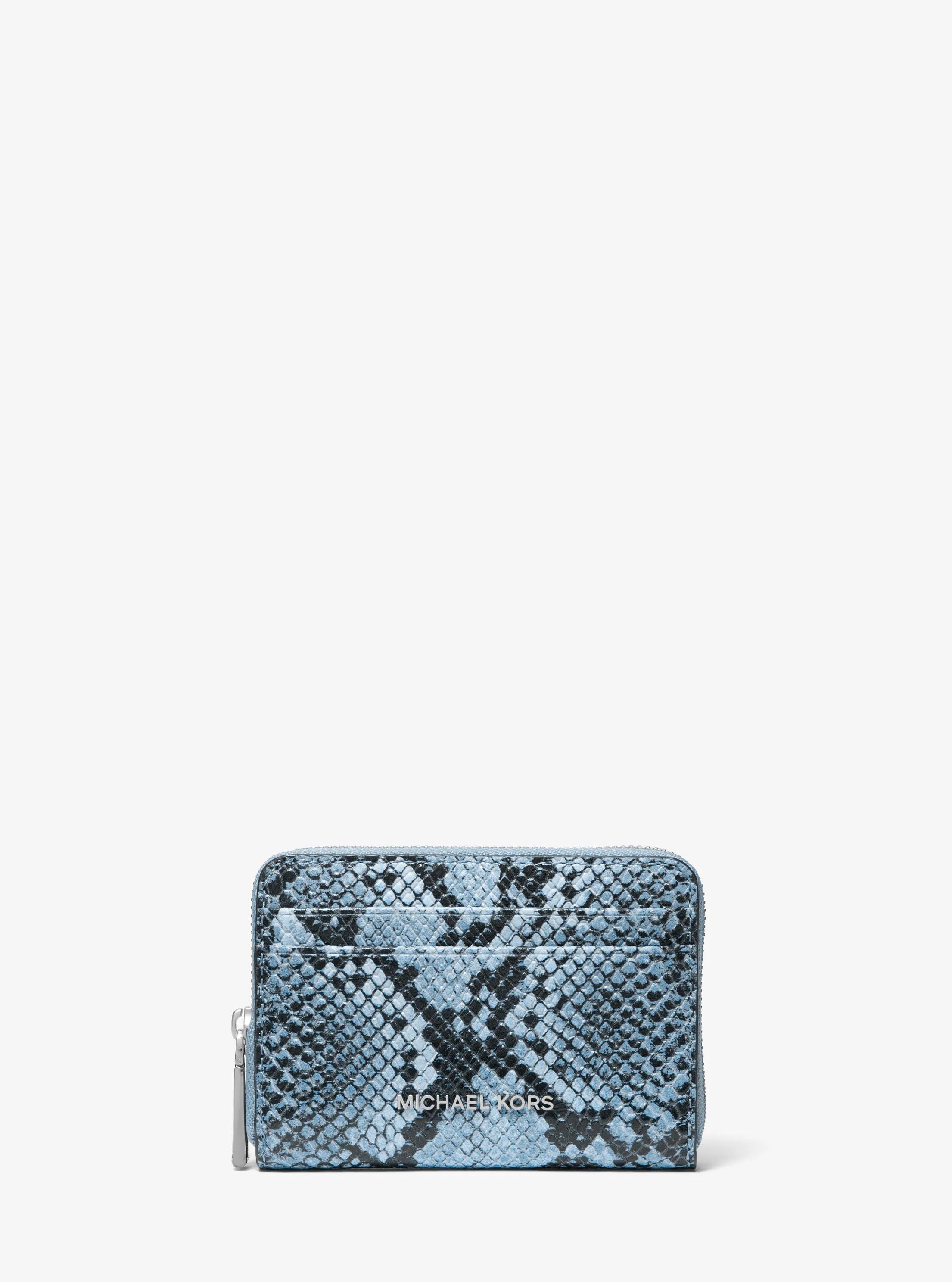 Jet Set Small Snake Embossed Leather Wallet in CHAMBRAY | Michael Kors