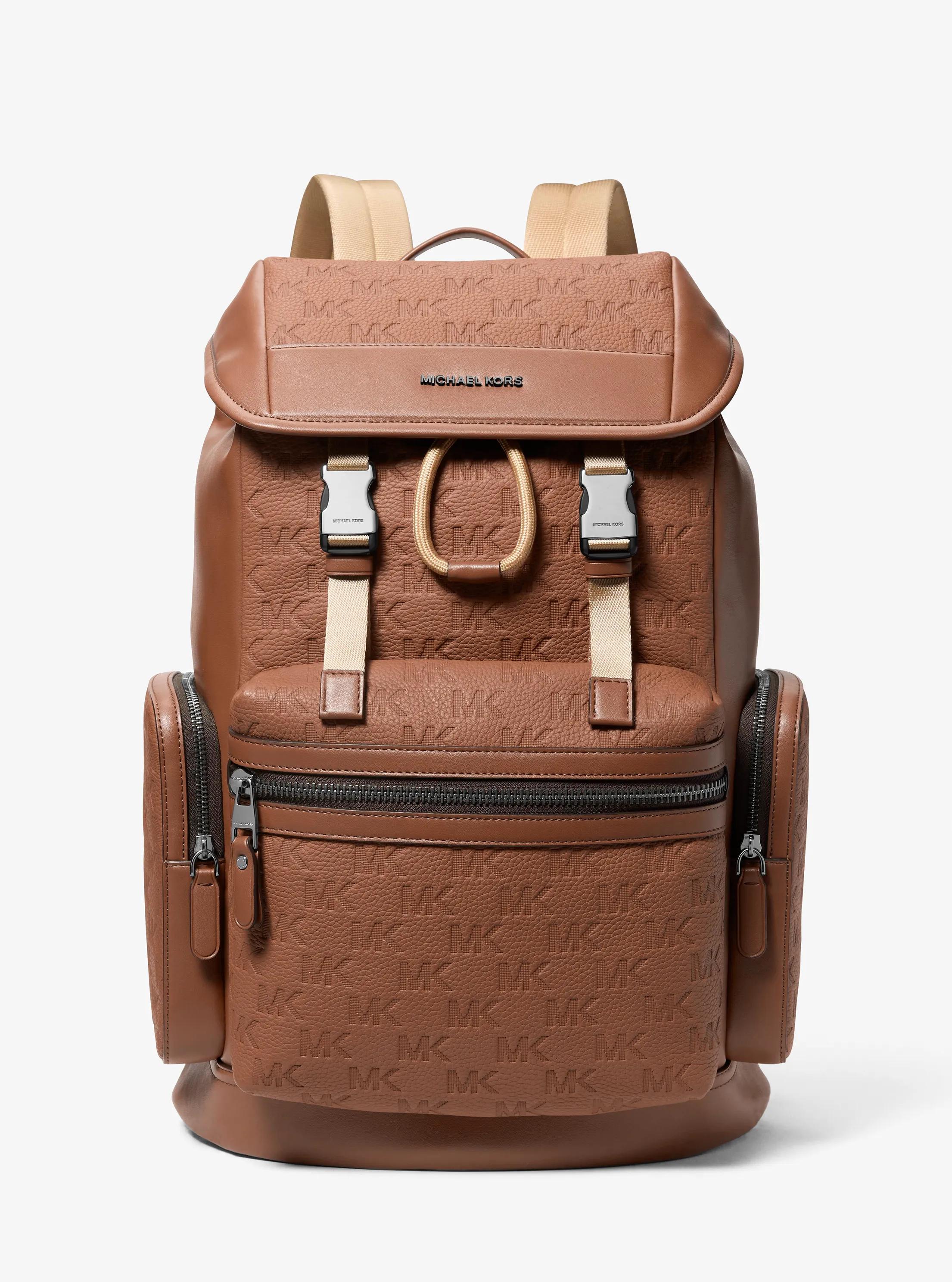 MK Rugzak Jet Set van getrommeld leer met logo in reliëf - Bruin - Michael Kors