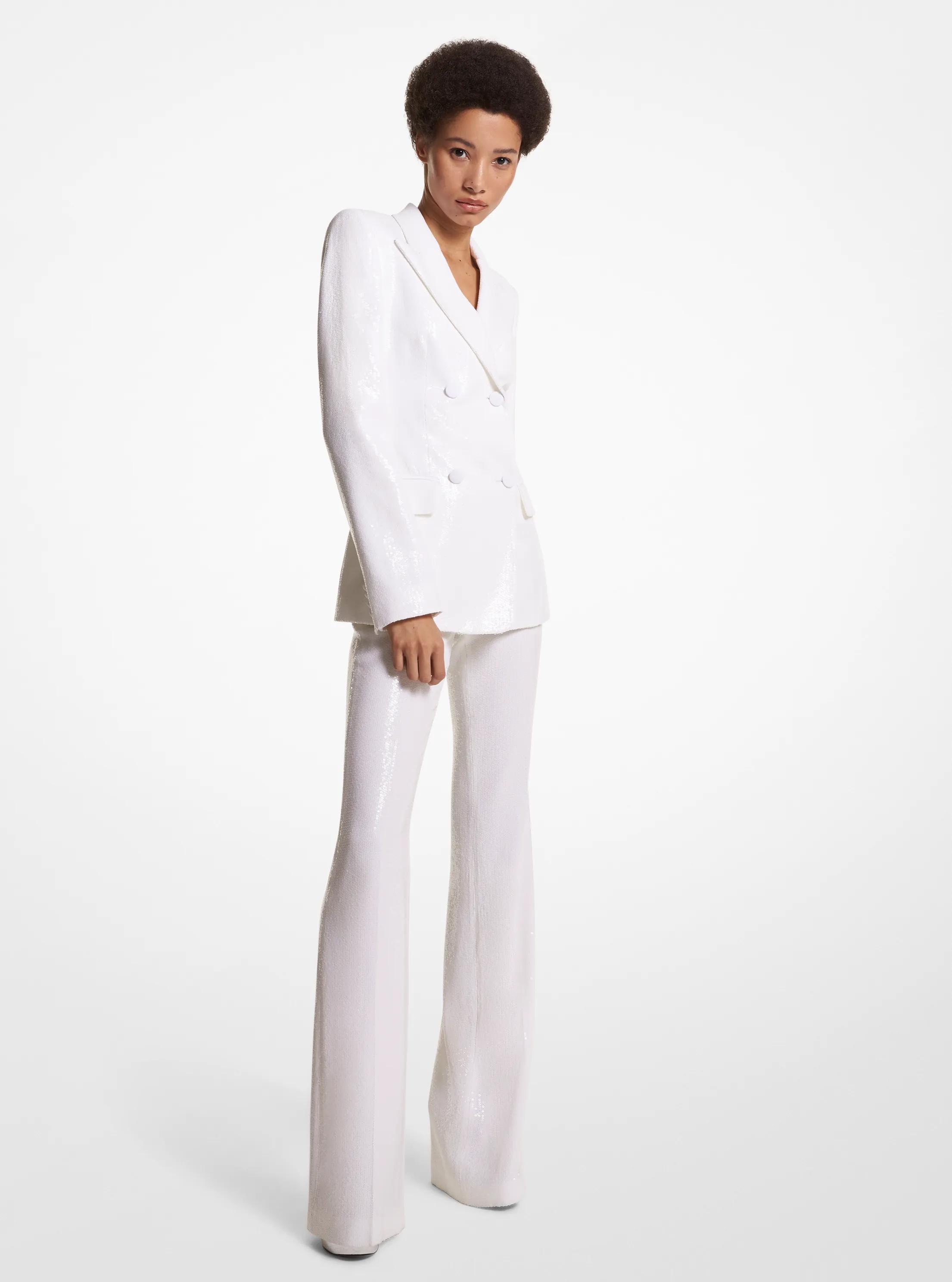 Sequin Embroidered Blazer in OPTIC WHITE | Michael Kors