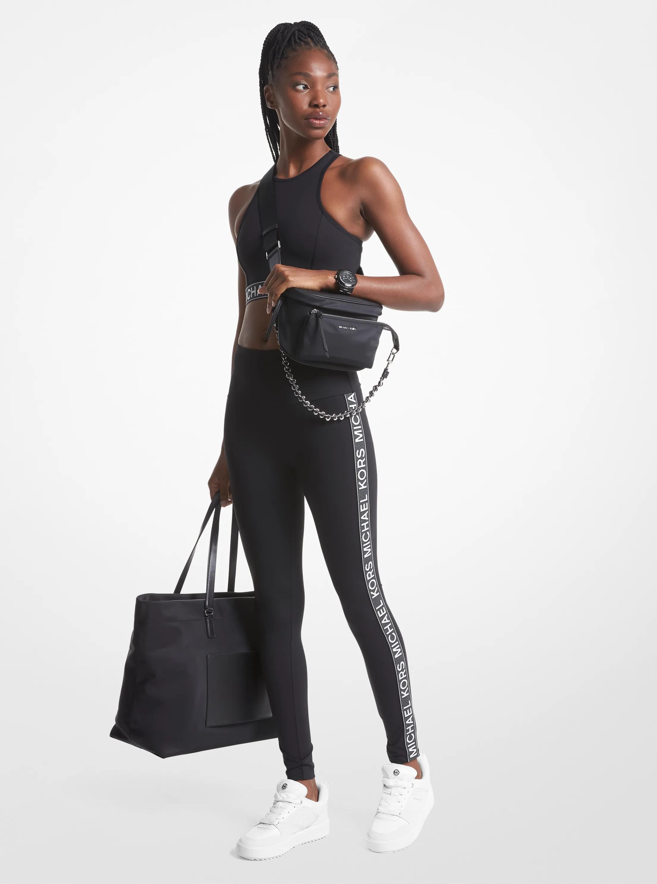 Leggings de nailon el&aacute;stico con cinta de logotipo in NEGRO | Michael Kors
