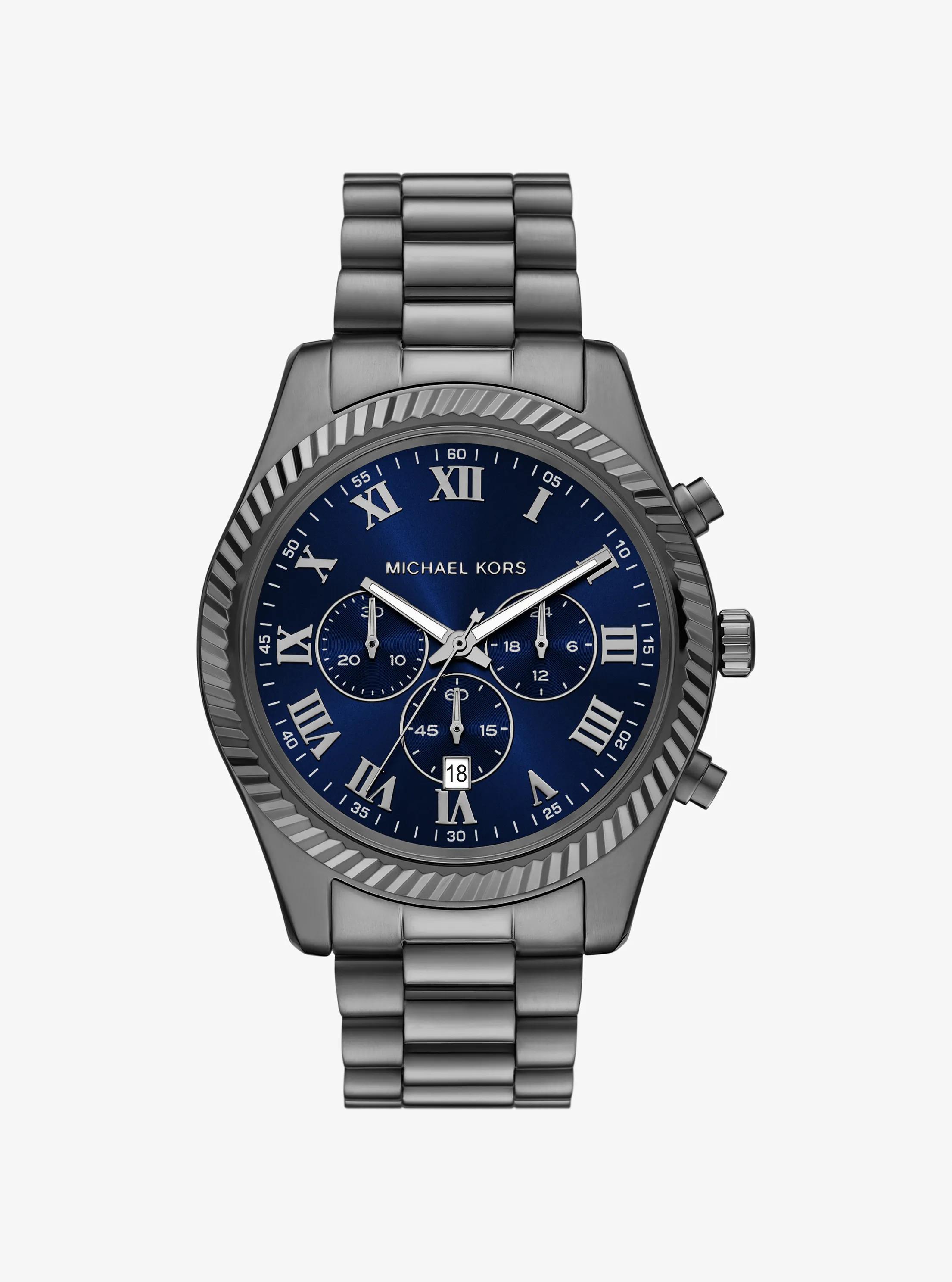 Oversized Lexington Gunmetal-Tone Watch in GUNMETAL | Michael Kors