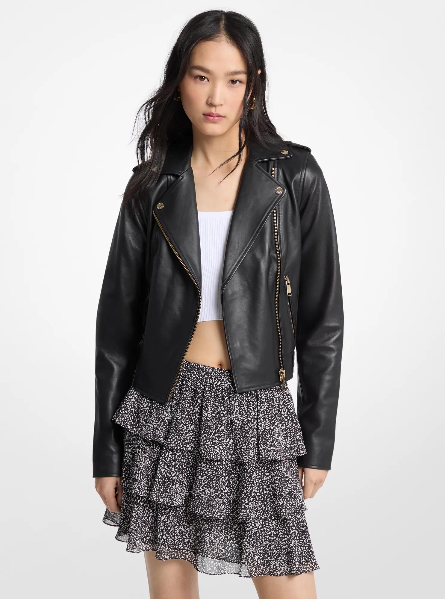 MK Veste de moto en cuir - Noir - Michael Kors