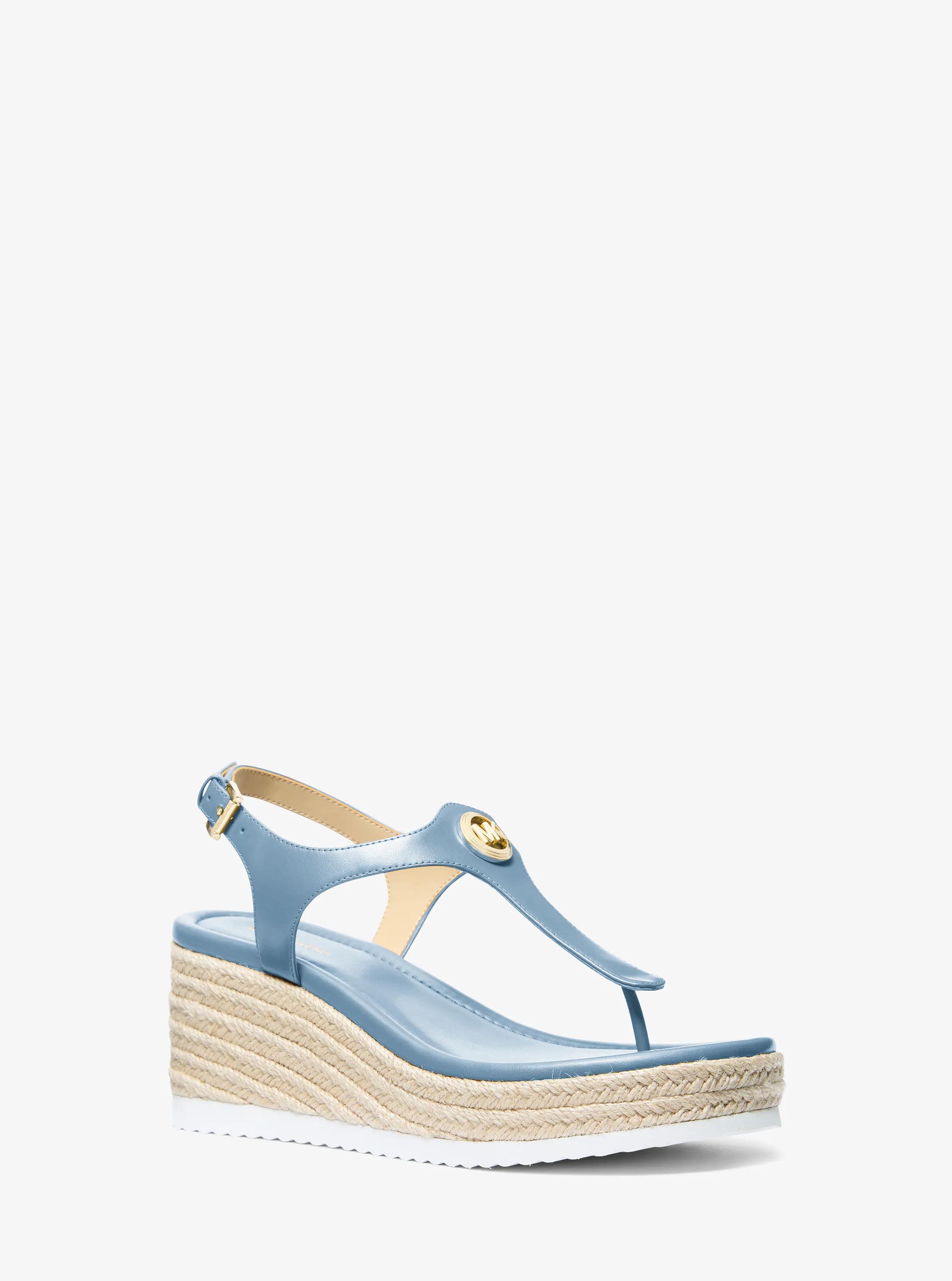 MK Sandaal Val van leer met teenslipperdetail en sleehak - Blauw - Michael Kors