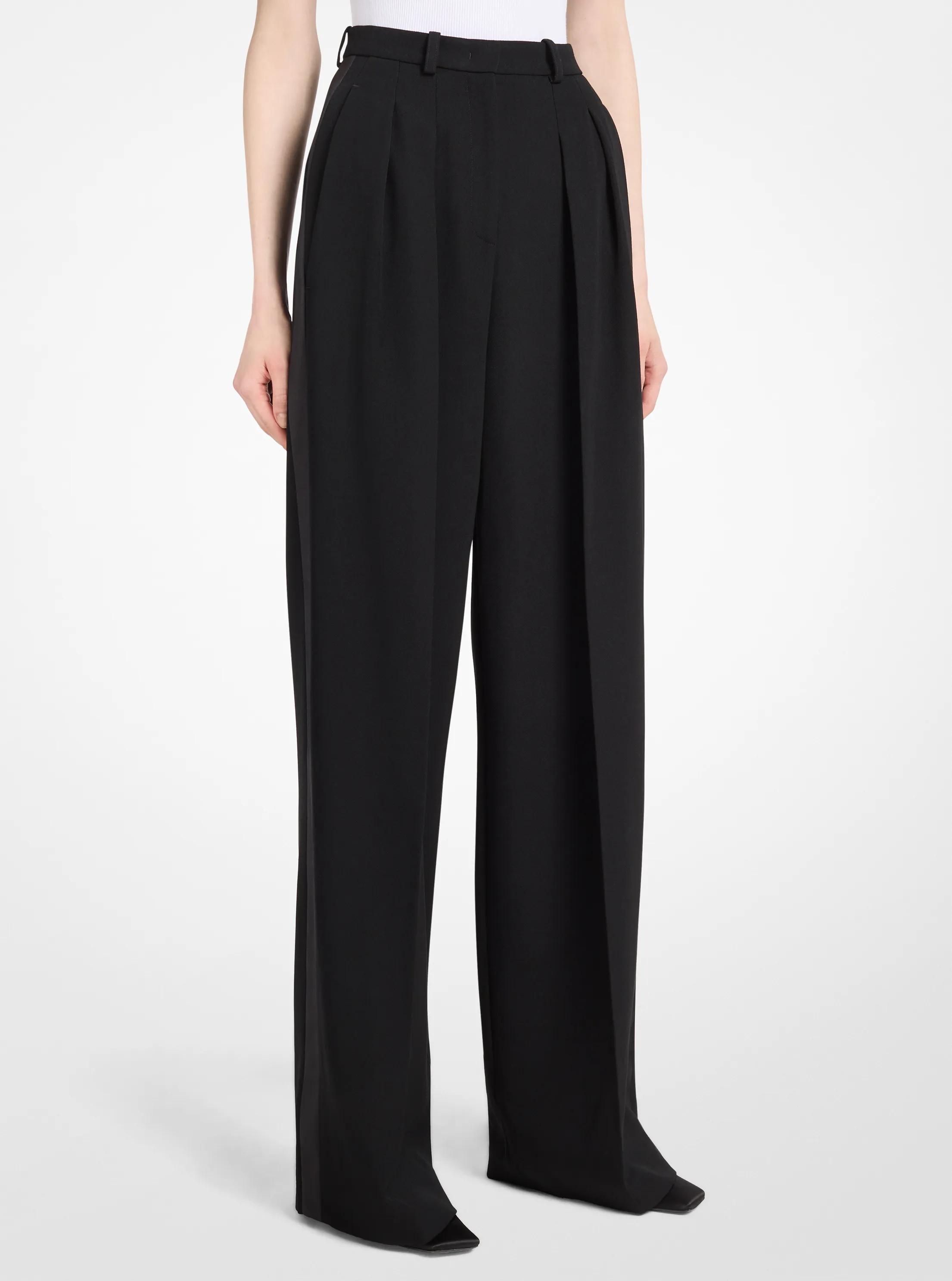 Michael Kors Wool Gabardine Tuxedo Slouch Trousers