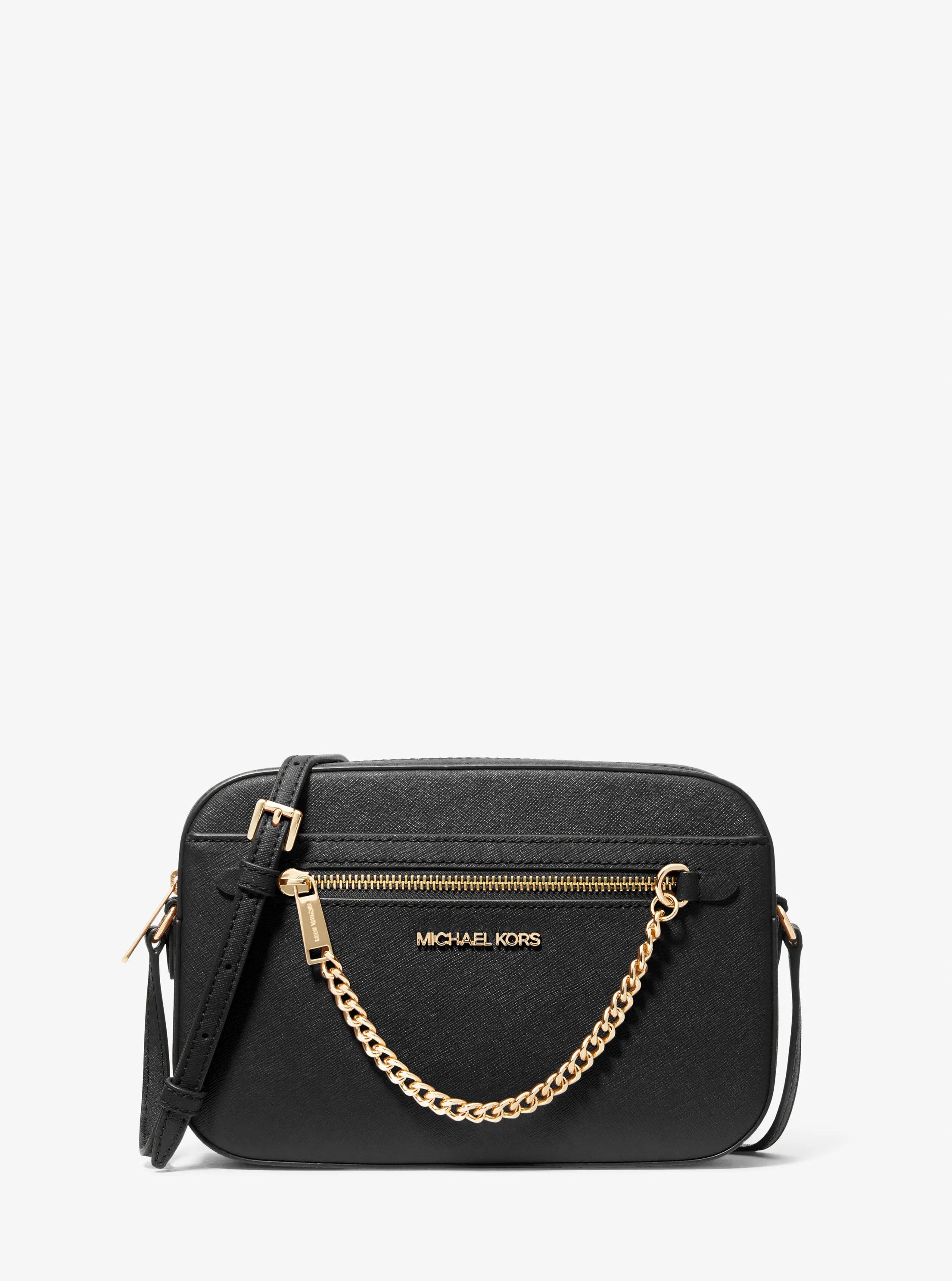 Borsa a tracolla Jet Set grande in pelle Saffiano in NERO | Michael Kors