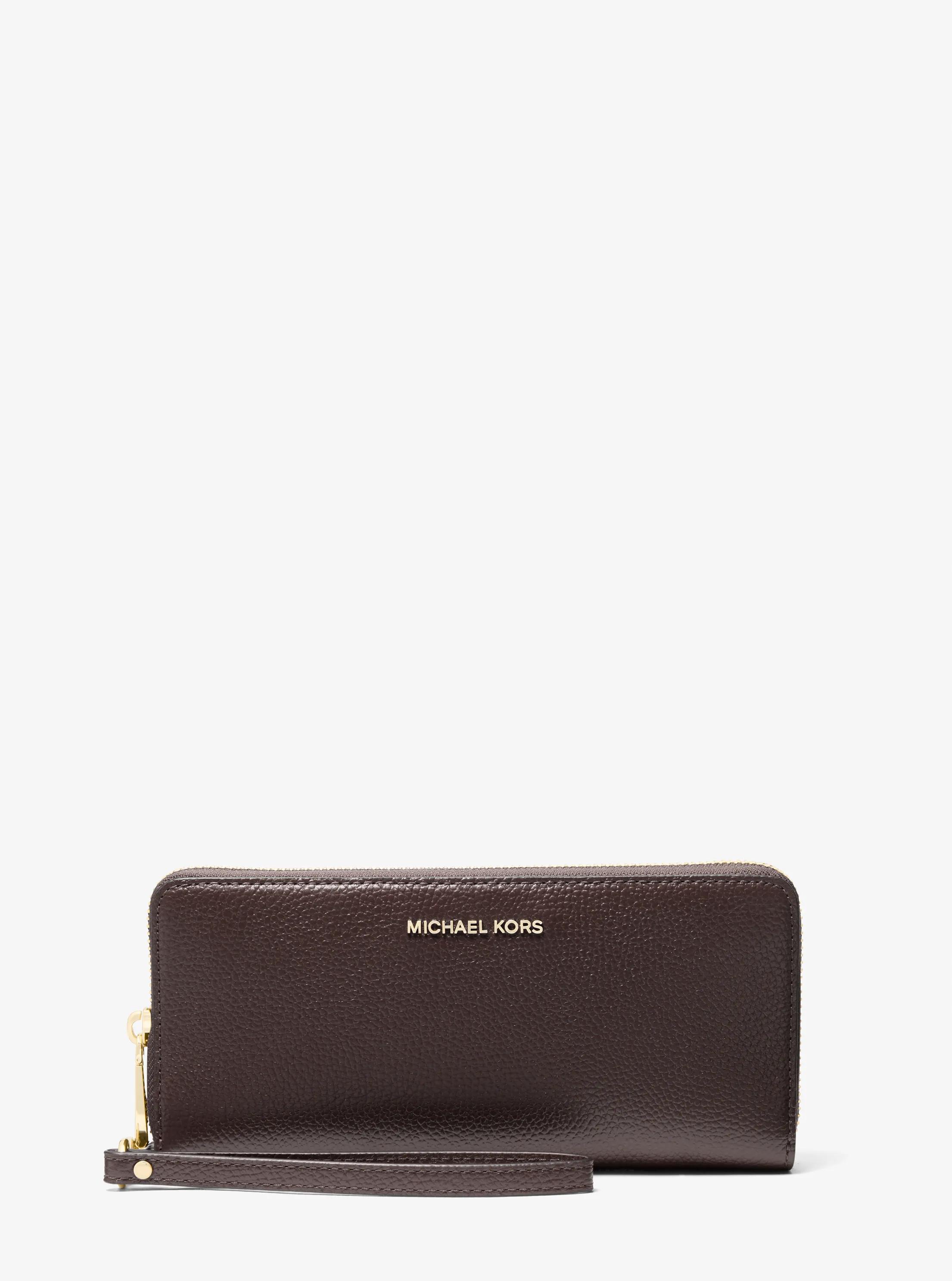 Jet Set Travel Large Pebbled Leather Continental Wallet in CHOCOLATE | Michael Kors