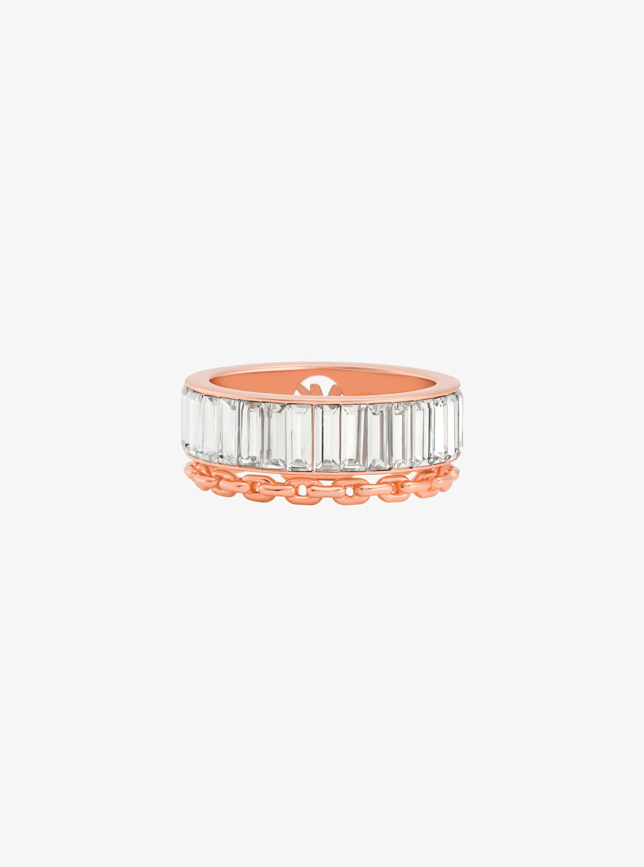 Cubic Zirconia Double Layered Ring in ROSE GOLD | Michael Kors