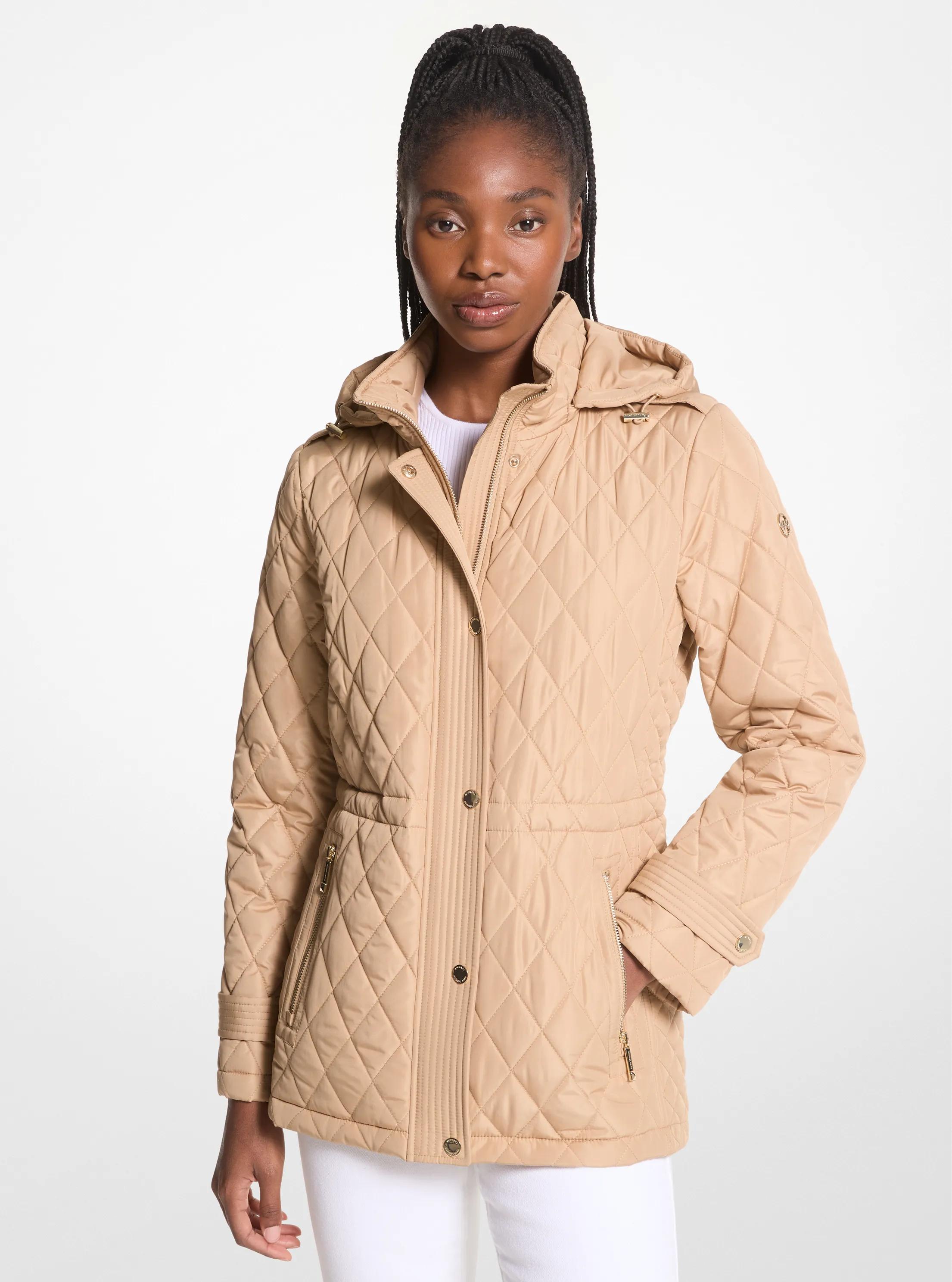Quilted Hooded Jacket in KHAKI | Michael Kors