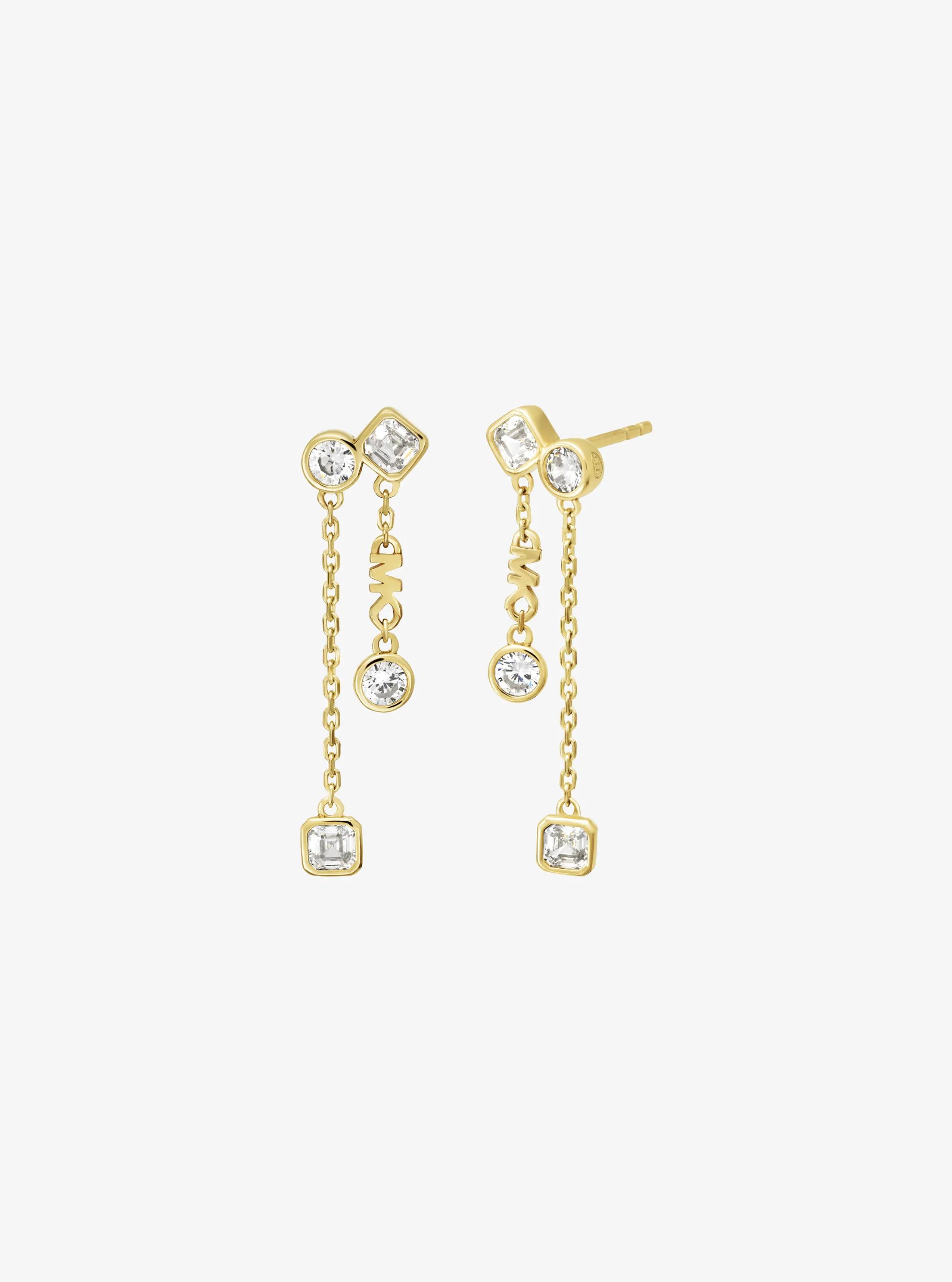 Precious Metal-Plated Sterling Silver Bezel Drop Earrings in GOLD | Michael Kors
