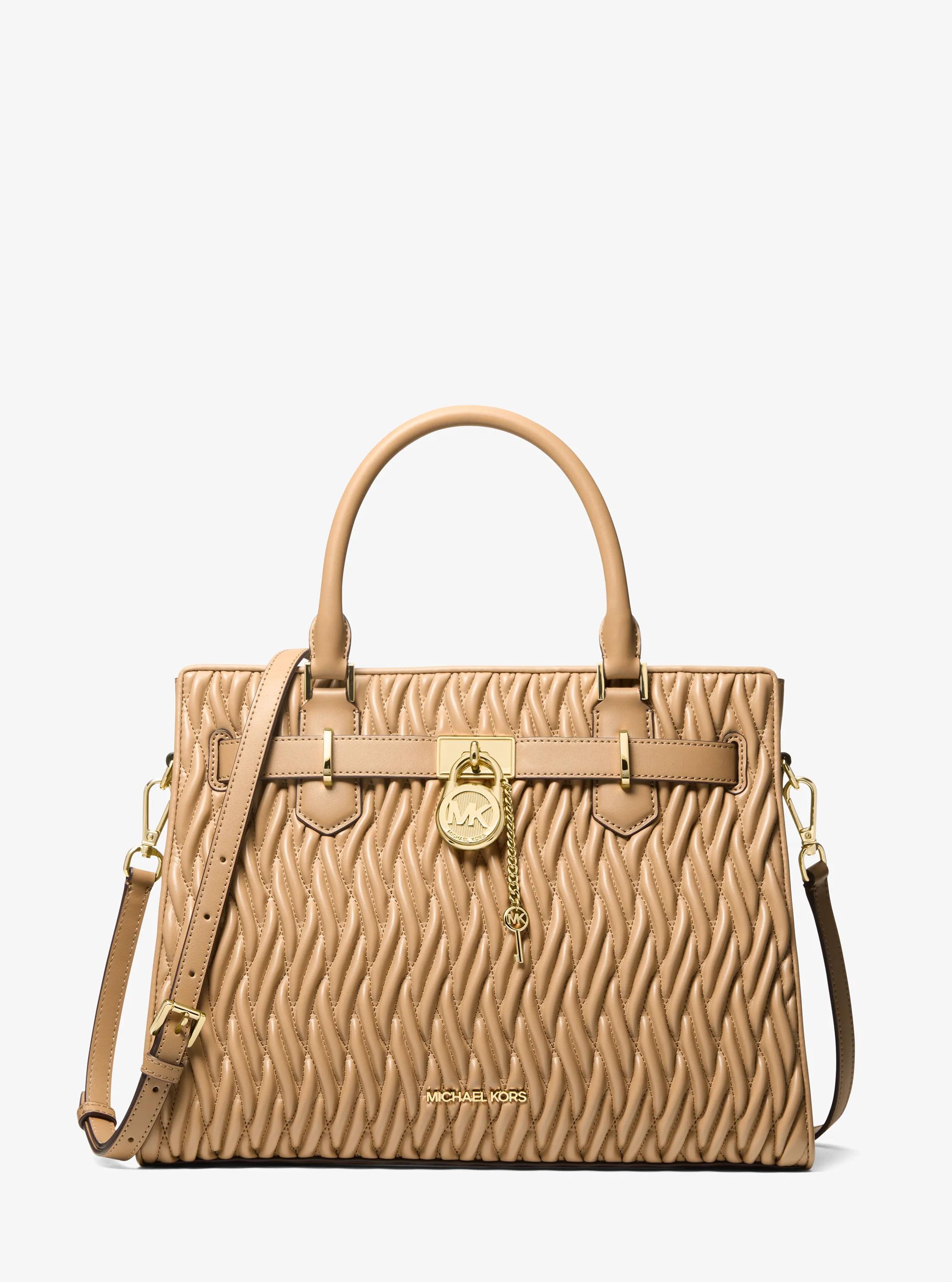 Landon Medium Matelass&eacute; Satchel in CAMEL | Michael Kors