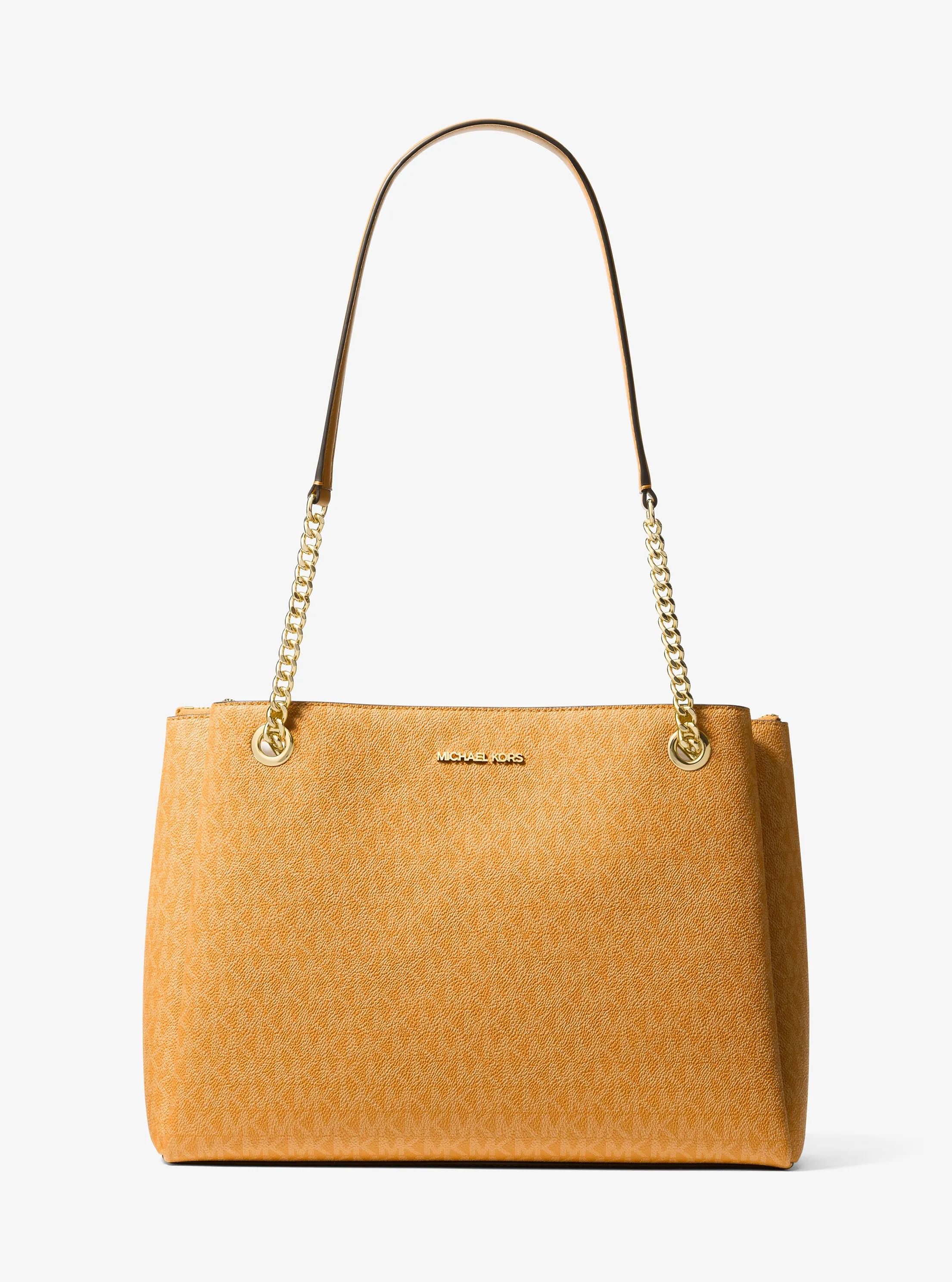 Sac fourre-tout Soho de taille moyenne &agrave; logo Signature in ORANGE ECLATANT | Michael Kors