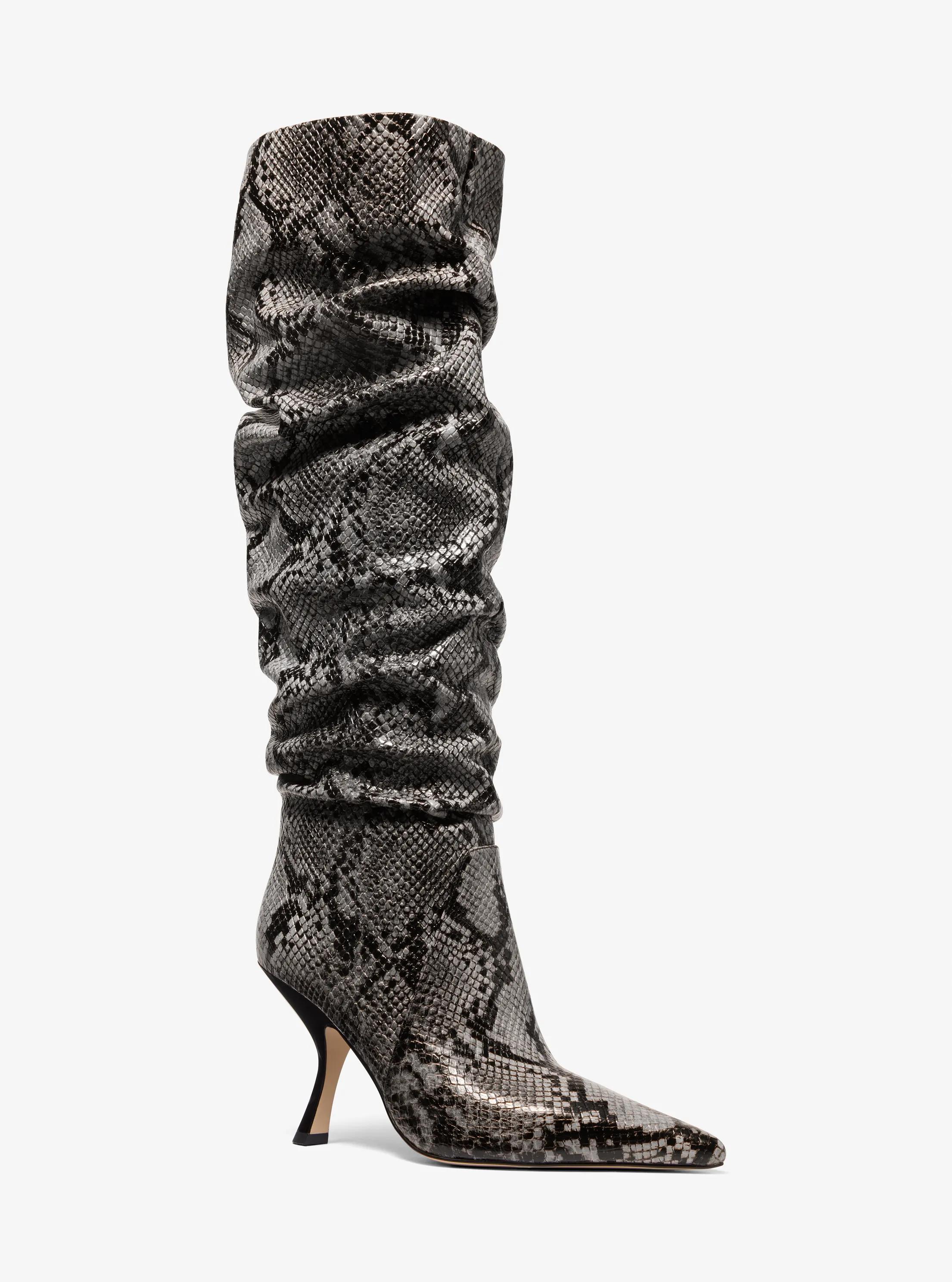 Bota Luna de piel con motivo de serpiente en relieve in GRIS CANTERA | Michael Kors