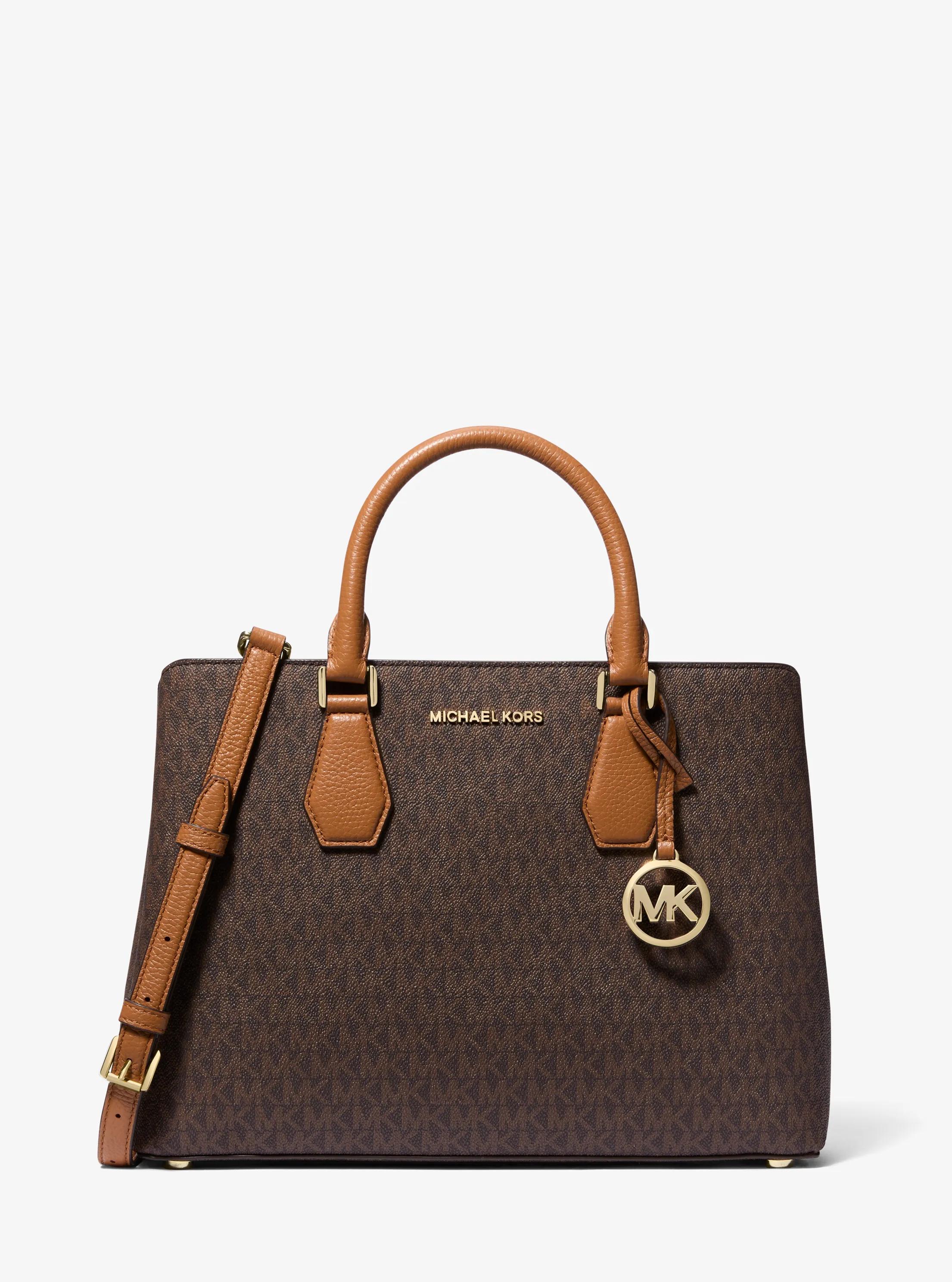 Henkeltasche Camille Large aus Leder mit Logomuster