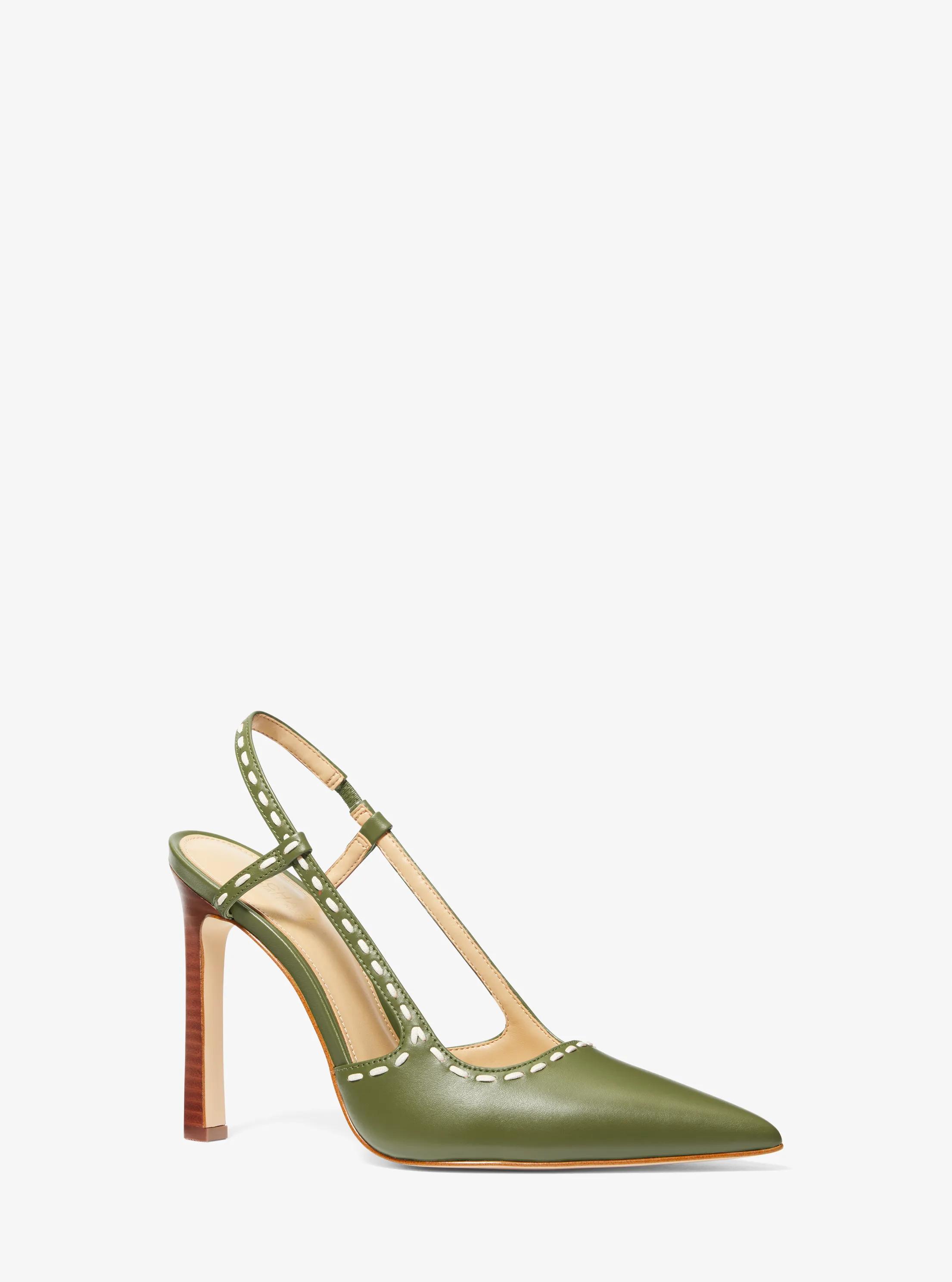 Alora Hand-Stitched Leather Slingback Pump in SMOKEY OLIVE | Michael Kors