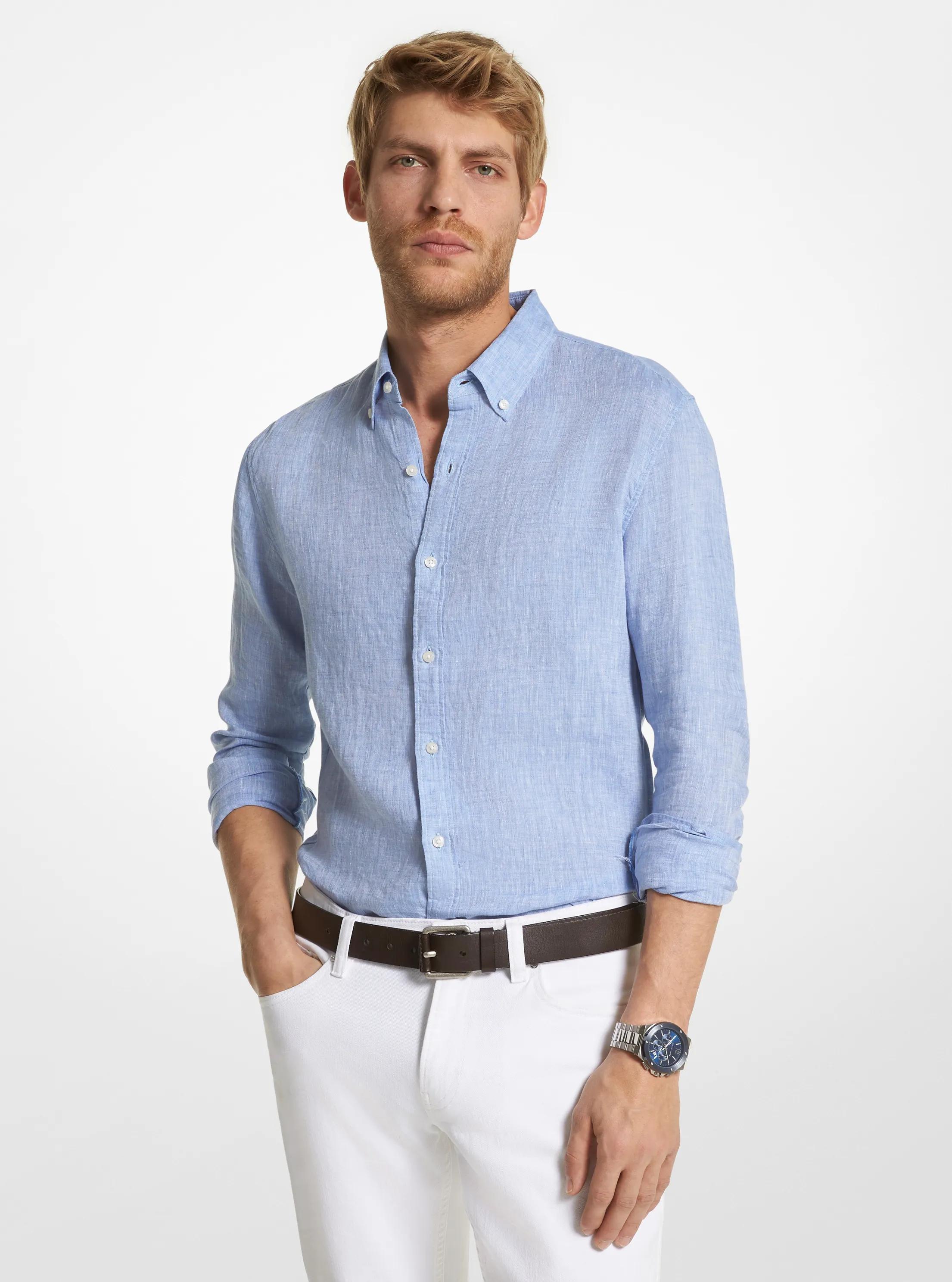 Slim-Fit Linen Shirt in CHAMBRAY | Michael Kors
