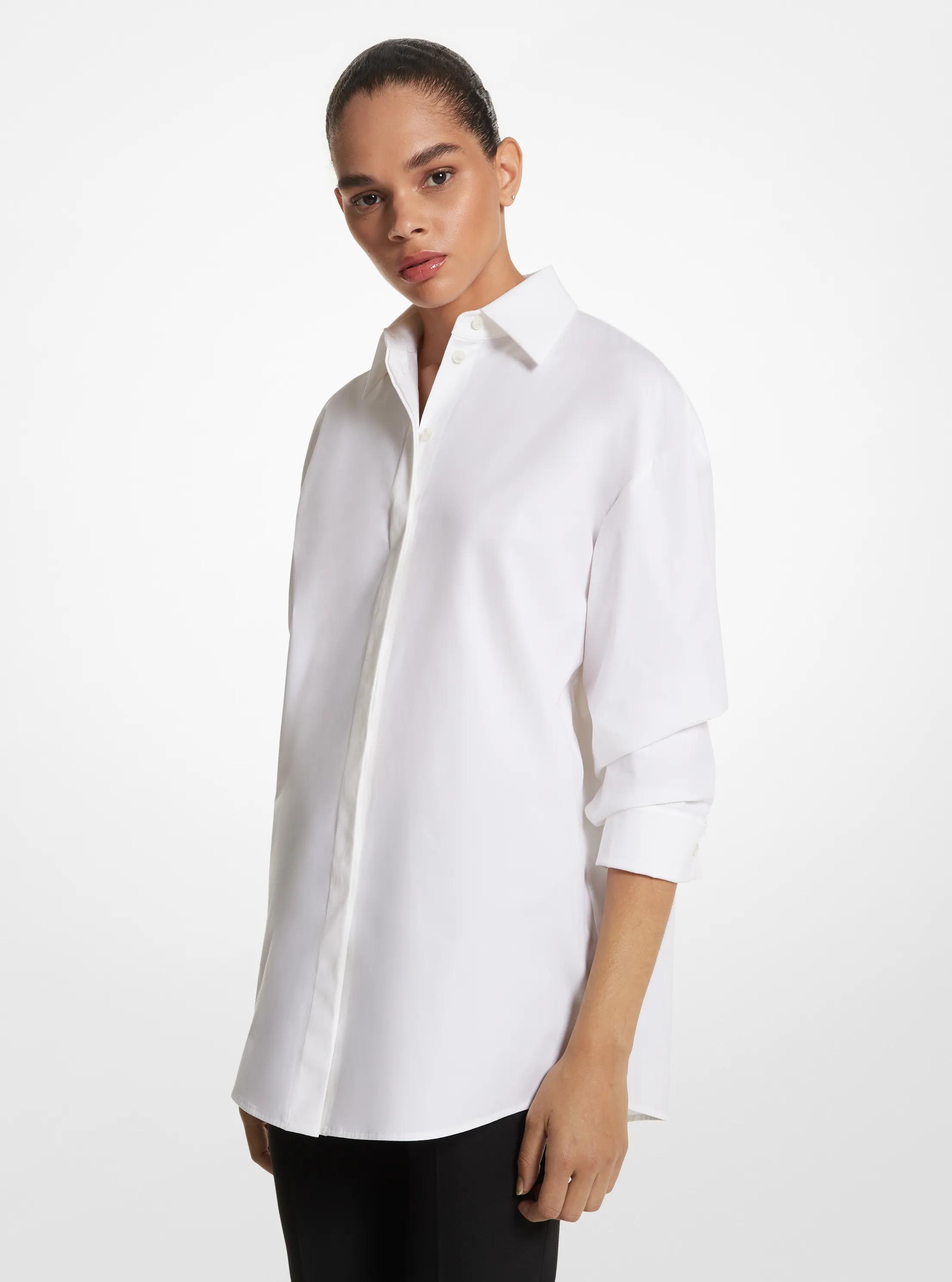 Camisa de popelina el&aacute;stica de algod&oacute;n org&aacute;nico