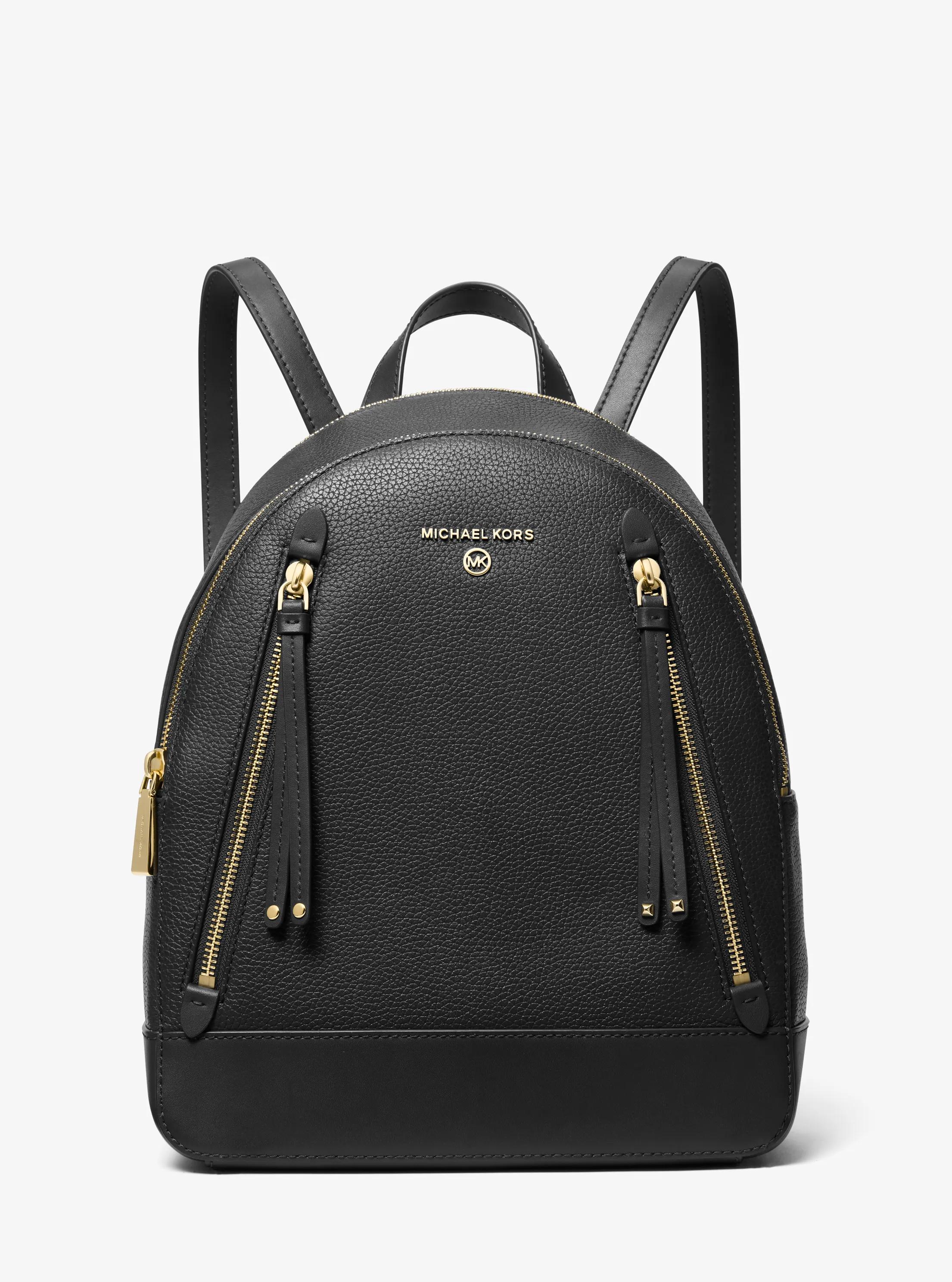Mochila Brooklyn mediana de piel granulada in NEGRO | Michael Kors