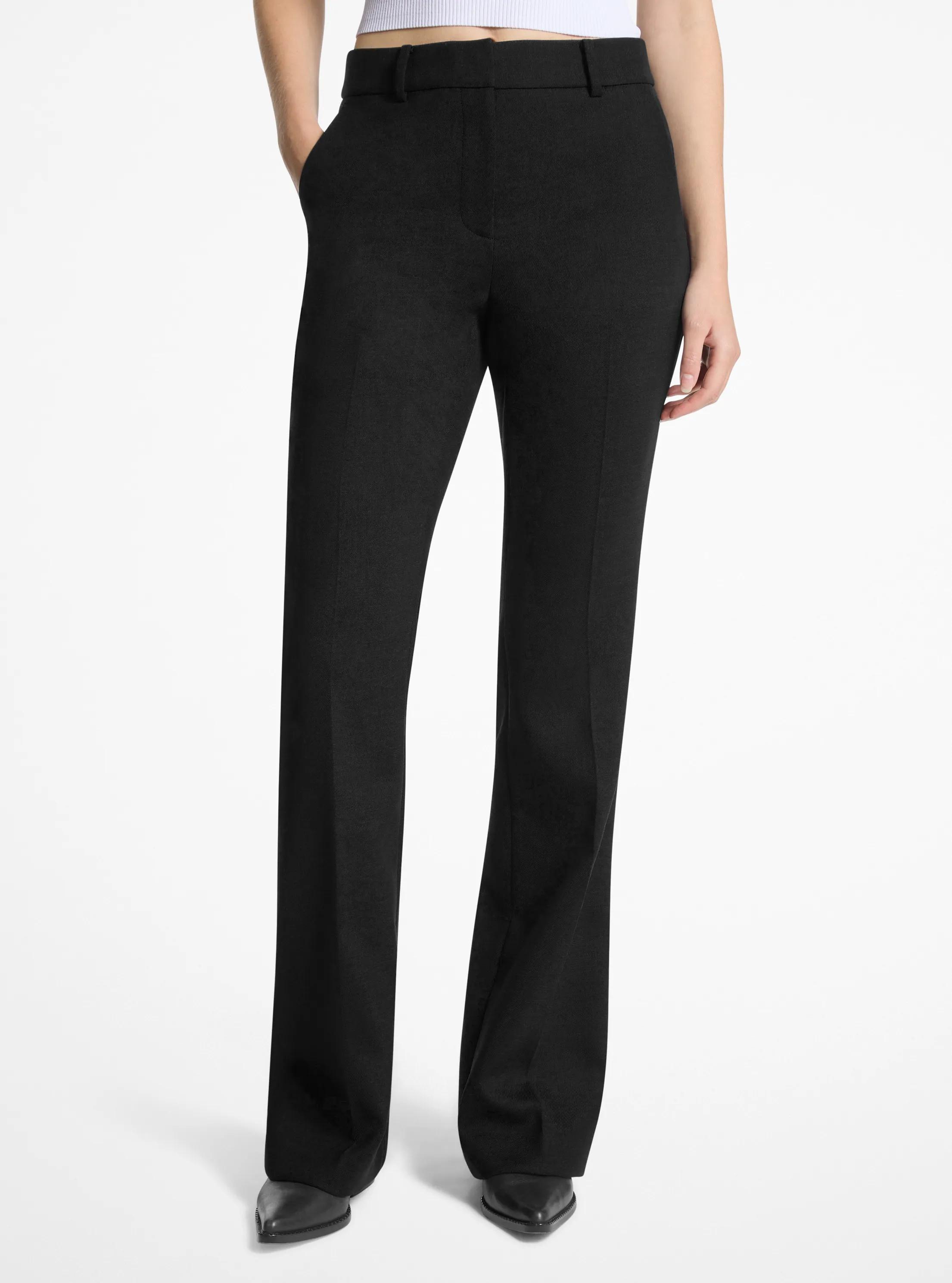 Pantalon &agrave; jambe semi-&eacute;vas&eacute;e en m&eacute;lange de laine extensible in NOIR | Michael Kors