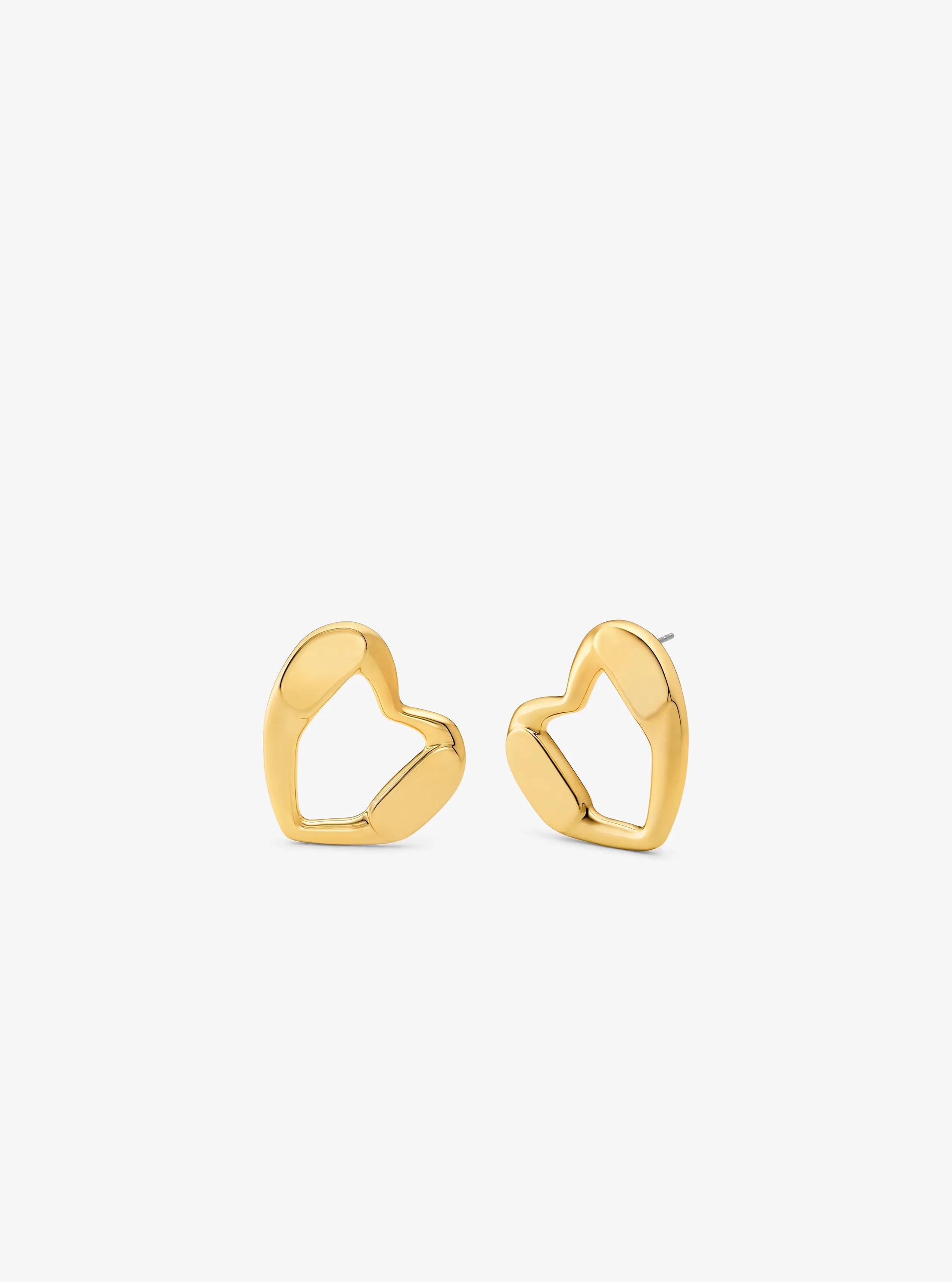Clous d&rsquo;oreilles en forme de c&oelig;ur en laiton &agrave; placage en m&eacute;tal pr&eacute;cieux in OR | Michael Kors