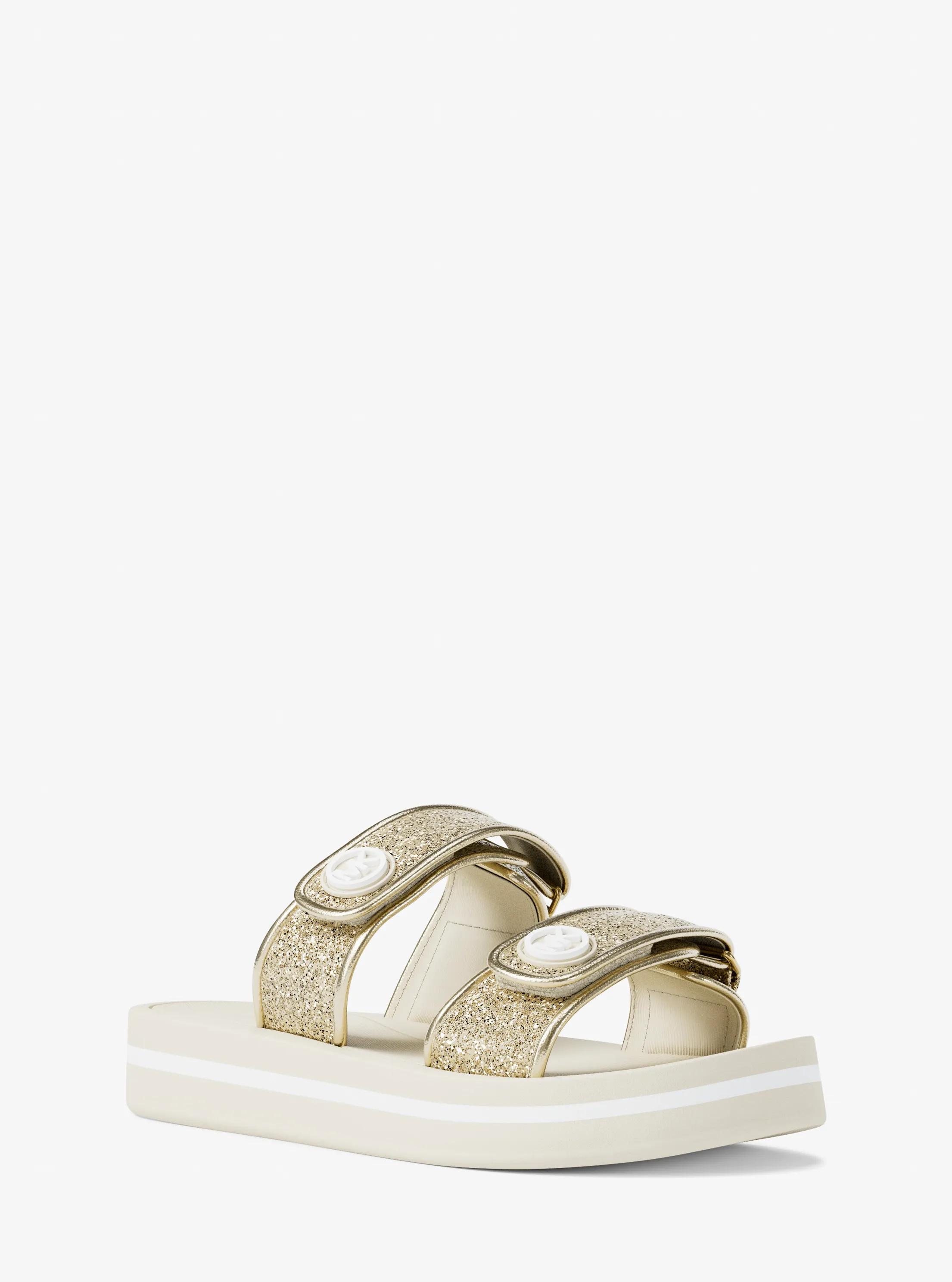 Foster Glitter-Embellished Slide Sandal in PALE GOLD | Michael Kors