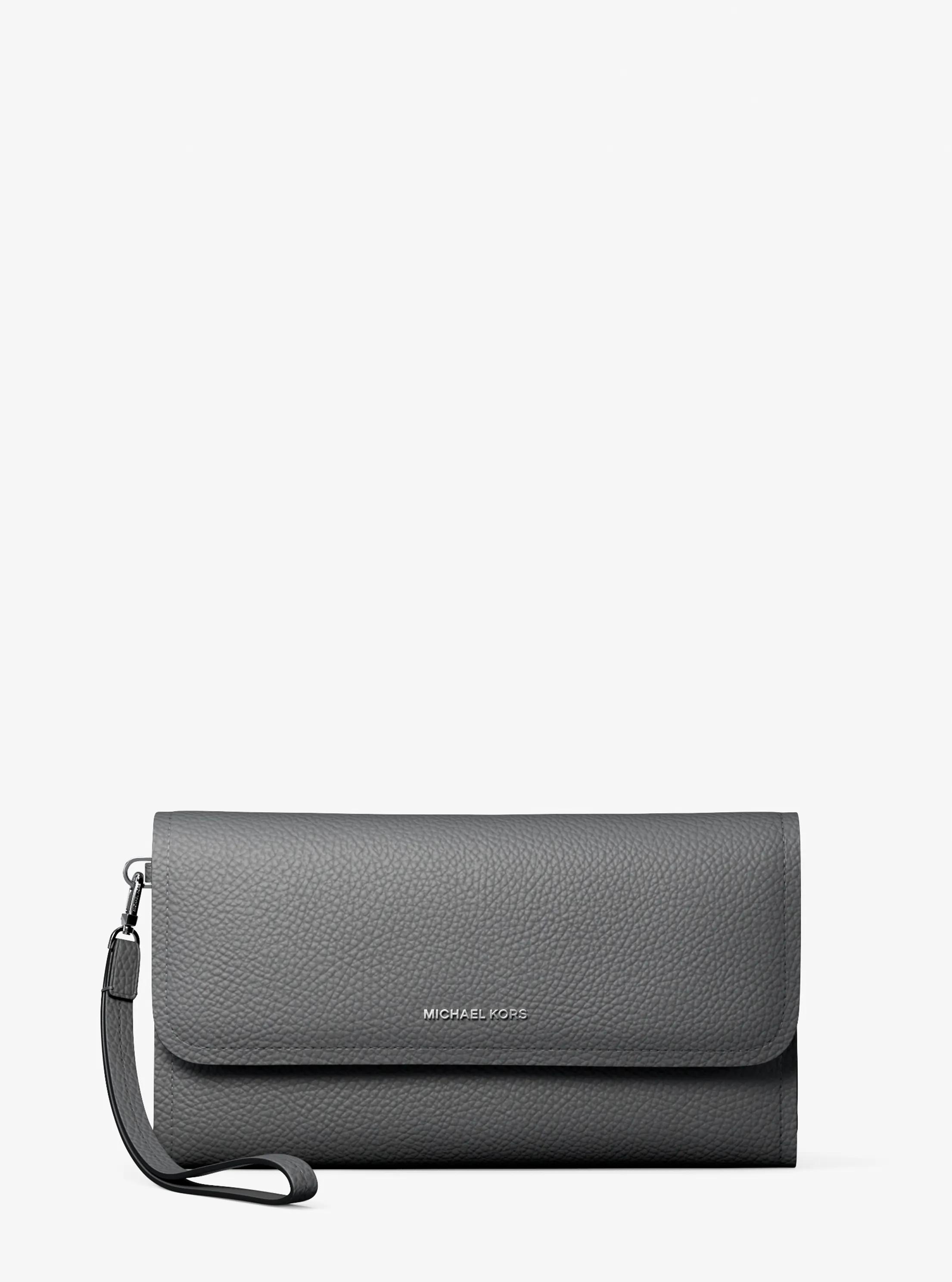 Michael Michael Kors Michael Kors Jet Set Medium Pebbled Leather Convertible Wristlet In Brown