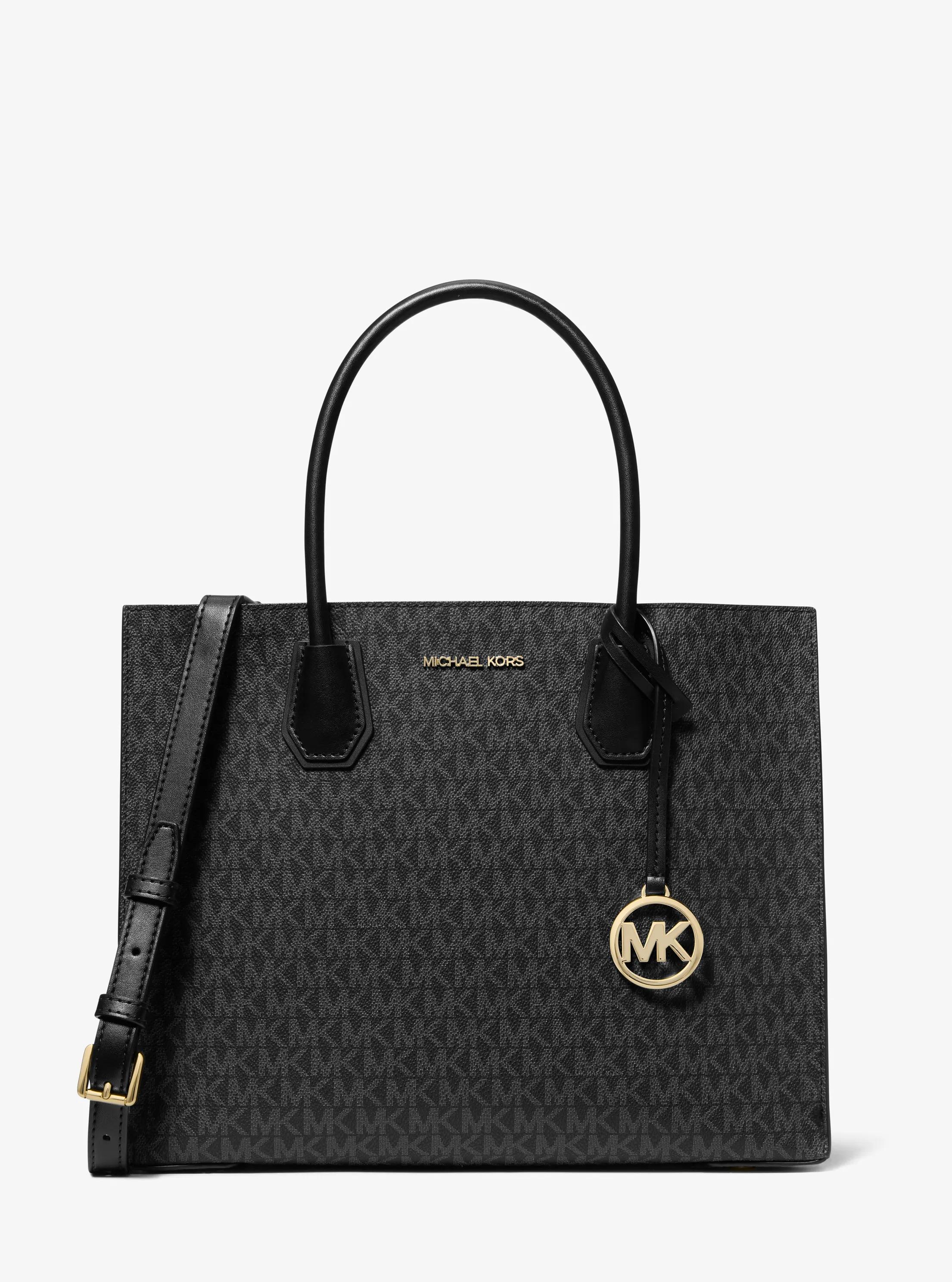 Mercer Large Logo Accordion Tote Bag in BLACK | Michael Kors