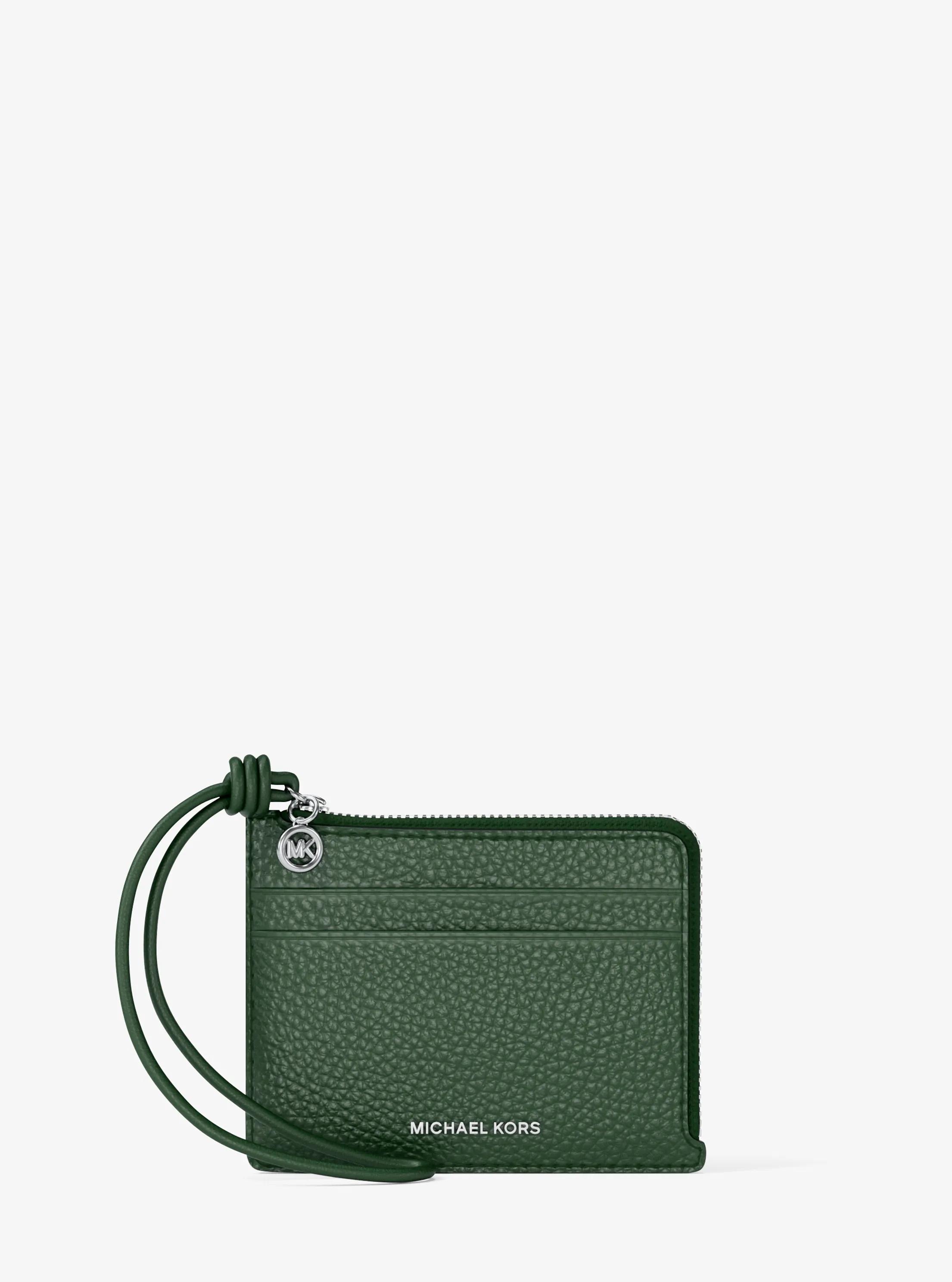 Jet Set Small Pebbled Leather Card Case Wristlet in MOSS | Michael Kors