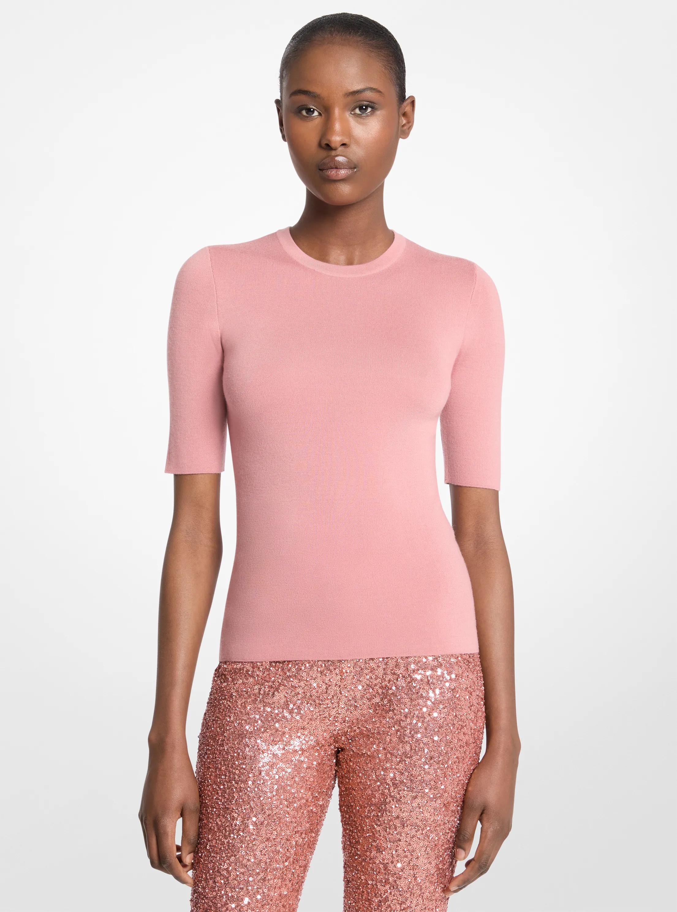 Cashmere Three-Quarter Sleeve Sweater in ROSETTE | Michael Kors