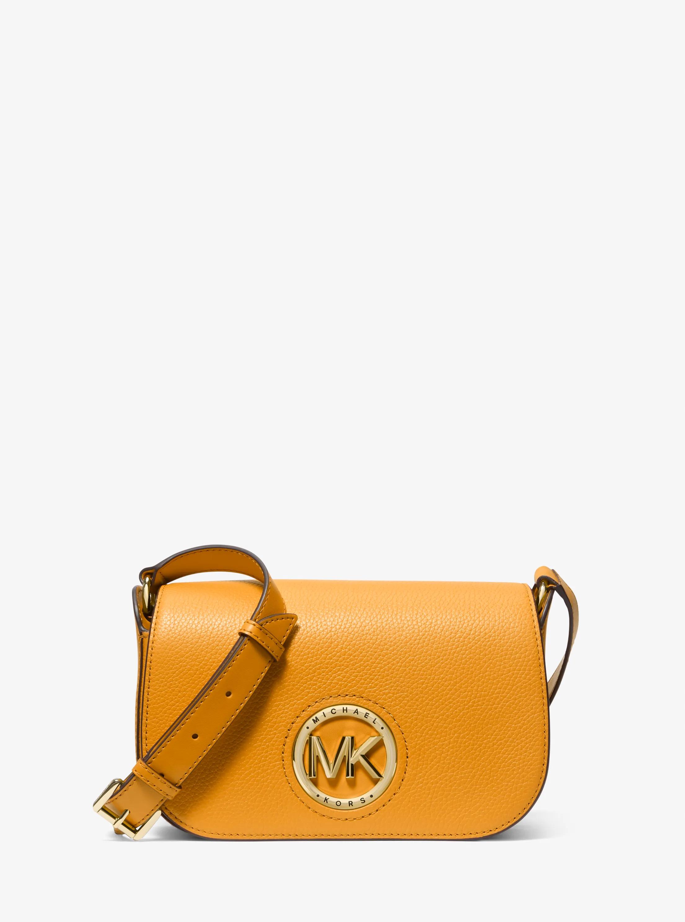 Samira Small Pebbled Leather Messenger Bag in SUN | Michael Kors