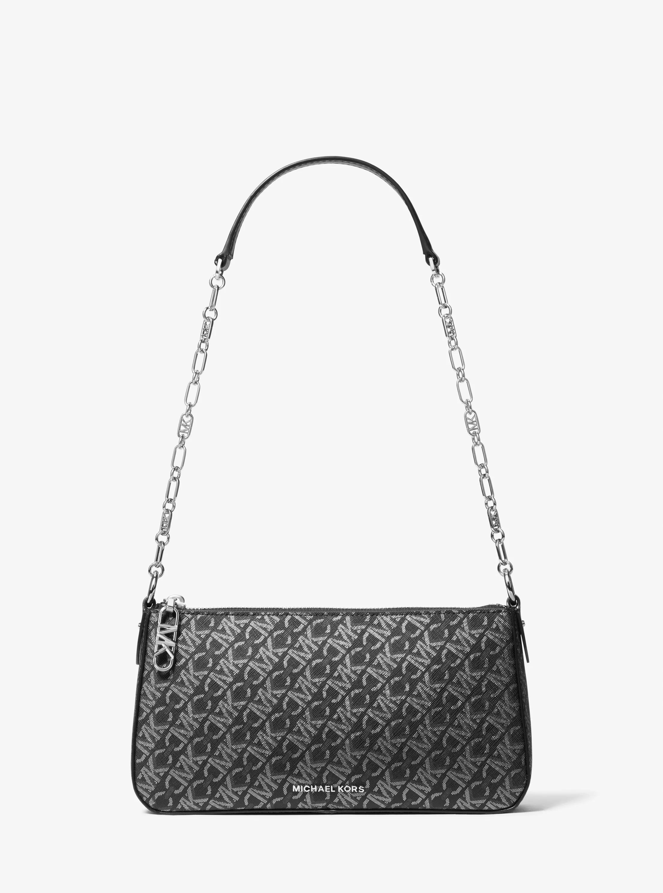 Pochette mediano metalizado con logotipo imperio y cadena de eslabones