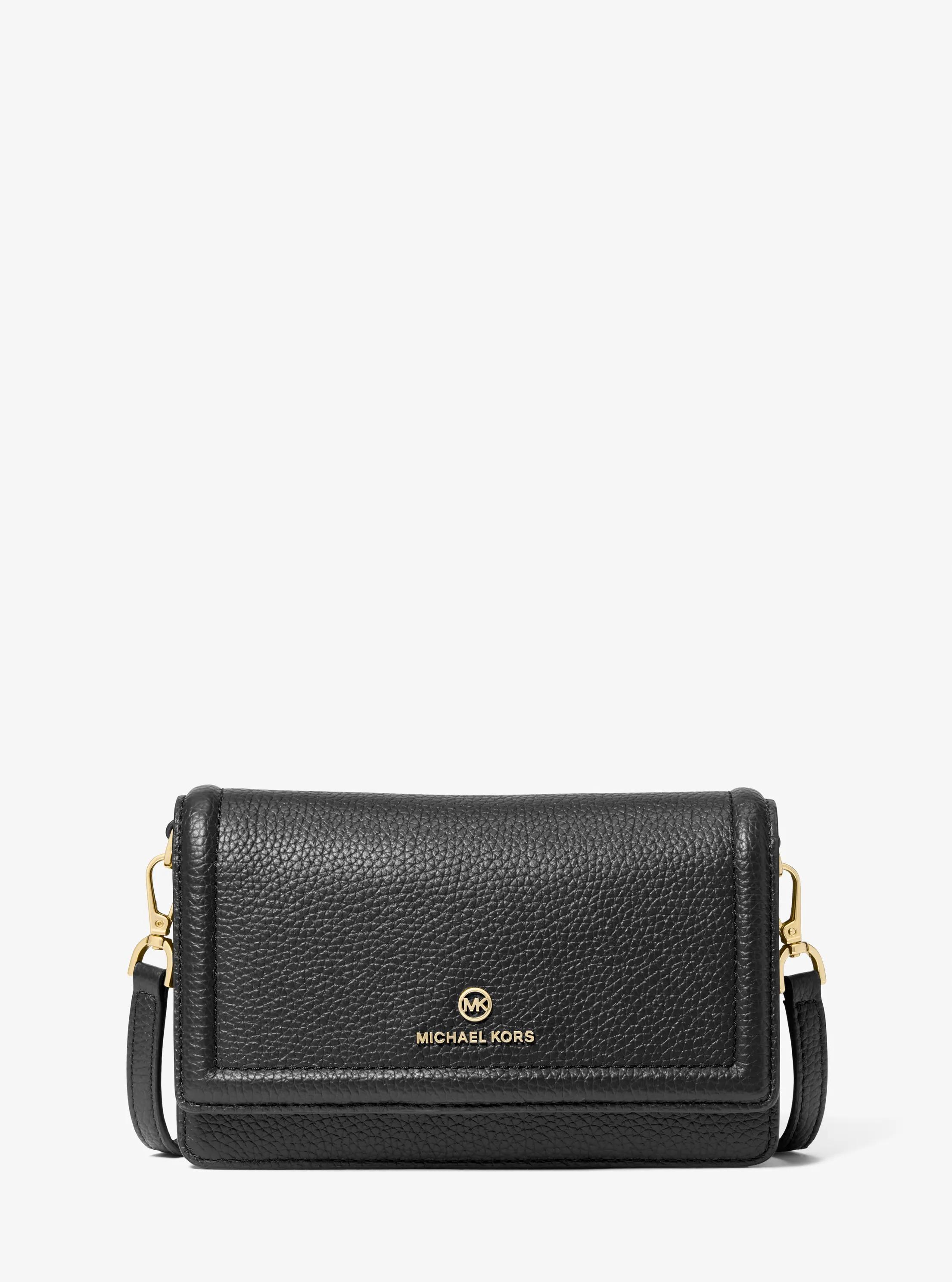 Jet Set Small Pebbled Leather Smartphone Convertible Crossbody Bag in BLACK | Michael Kors