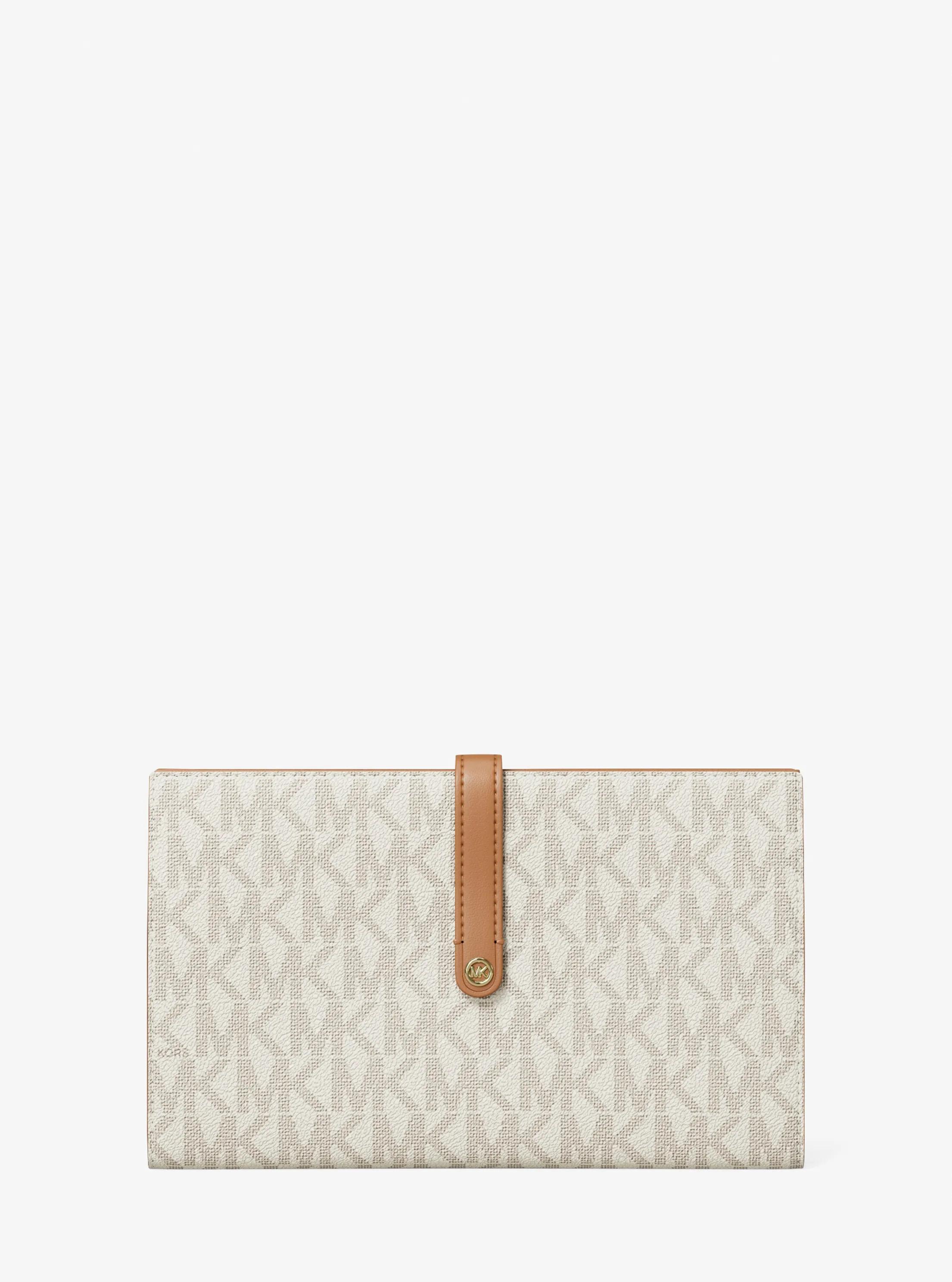 Grand portefeuille Jet Set Travel &agrave; logo Signature in VANILLE/NOISETTE | Michael Kors