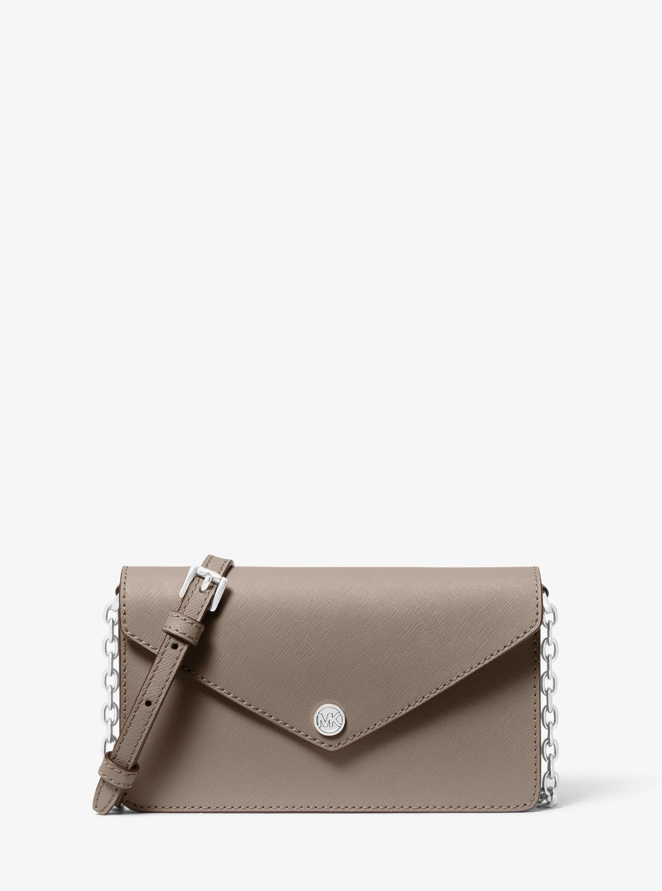 Small Saffiano Leather Envelope Crossbody Bag