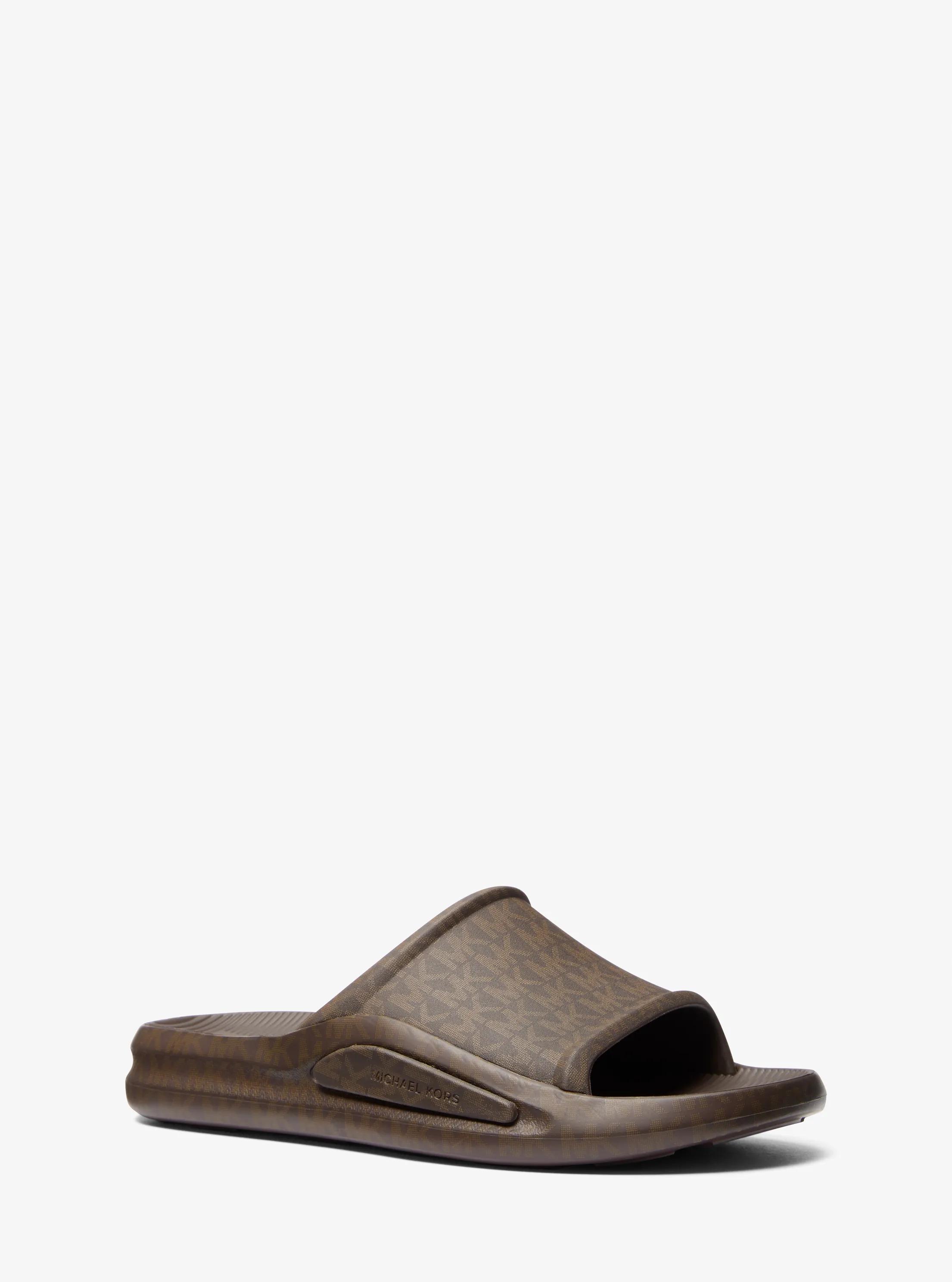 Griffin Signature Logo Slide Sandal in BROWN MULTI | Michael Kors