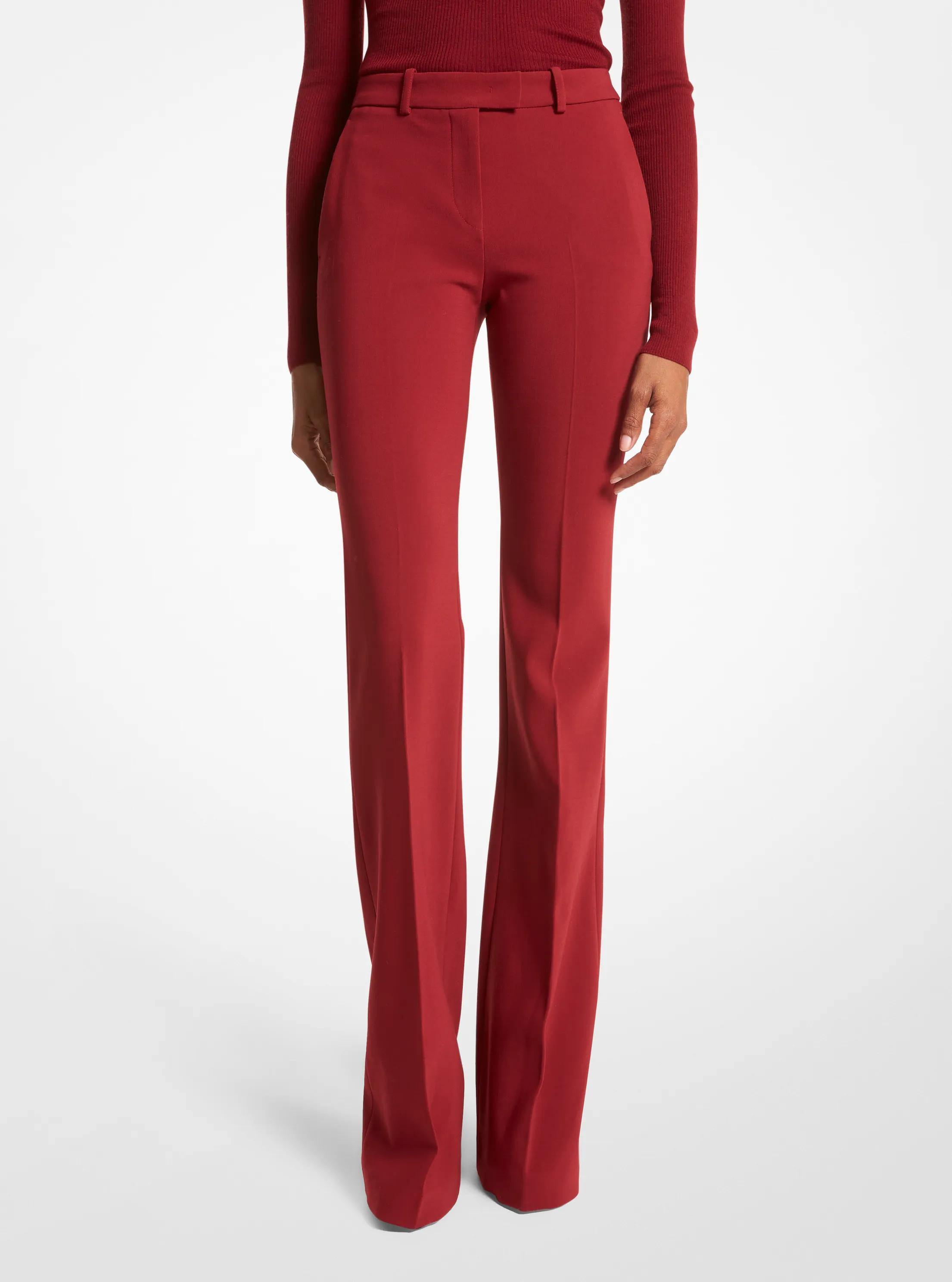 Pantal&oacute;n Haylee de campana de crep&eacute; granulado el&aacute;stico in MERLOT | Michael Kors