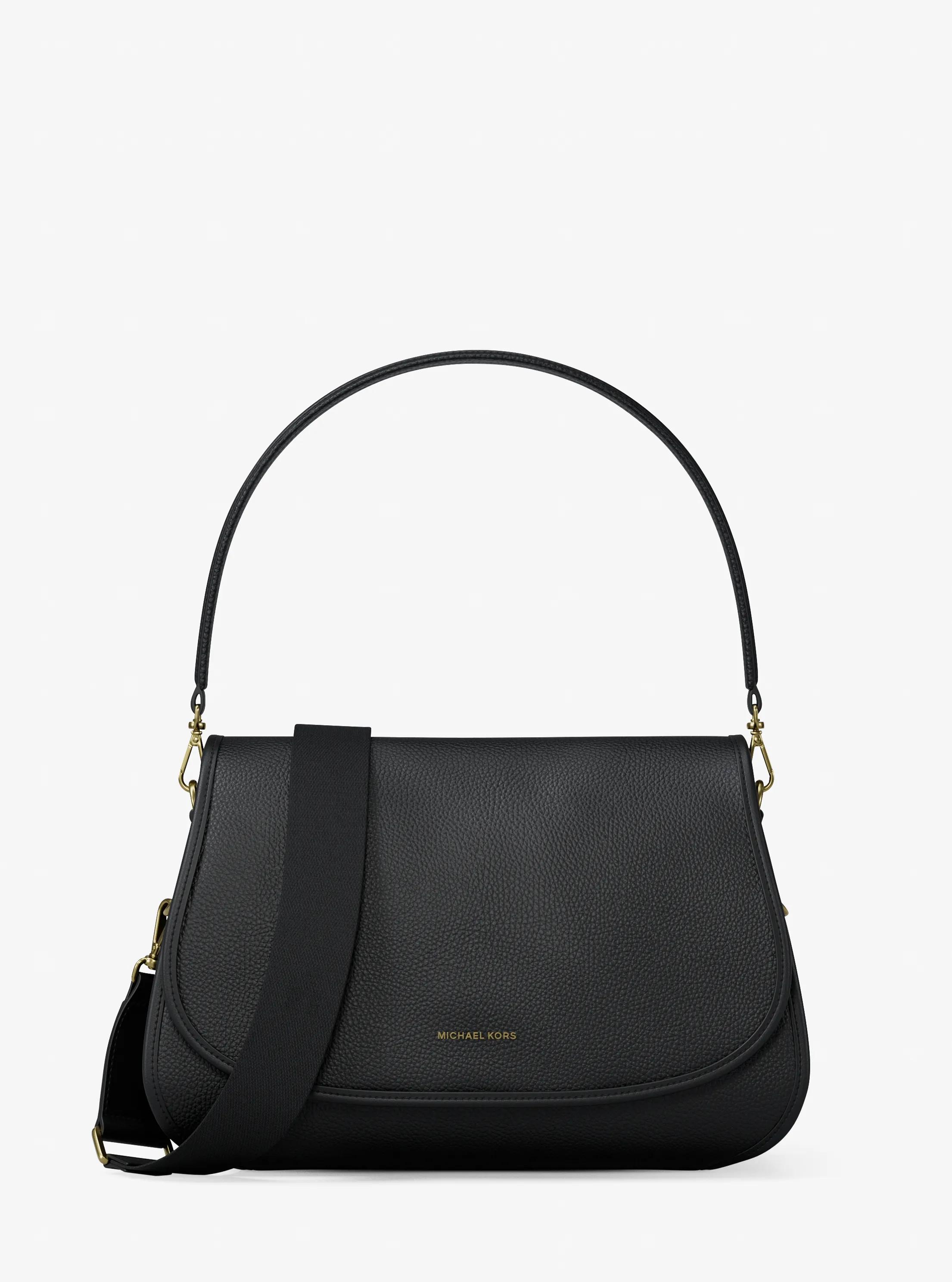 Michael Michael Kors Mk Wandelbare Messenger-Tasche Holmes Medium Aus Gekrispeltem Leder - Schwarz - Michael Kors