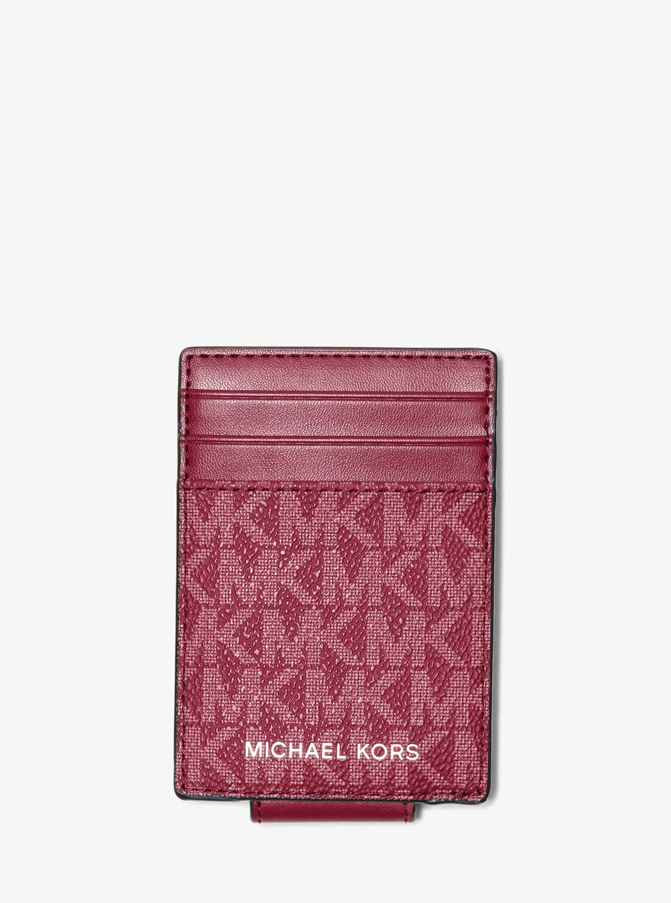 Cooper Signature Logo Money Clip Card Case in CHERRY | Michael Kors