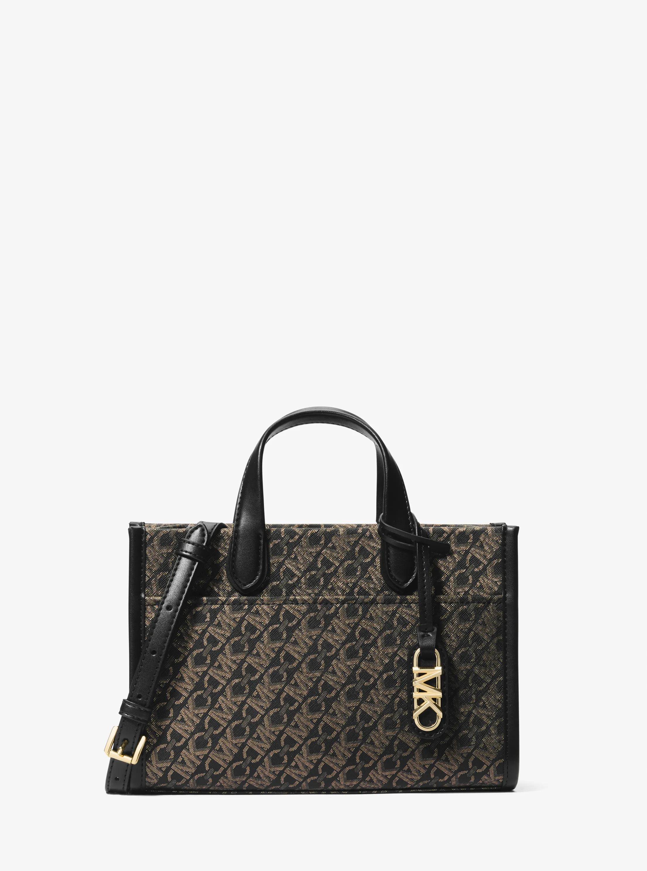 Gigi Small Metallic Empire Signature Logo Messenger Bag