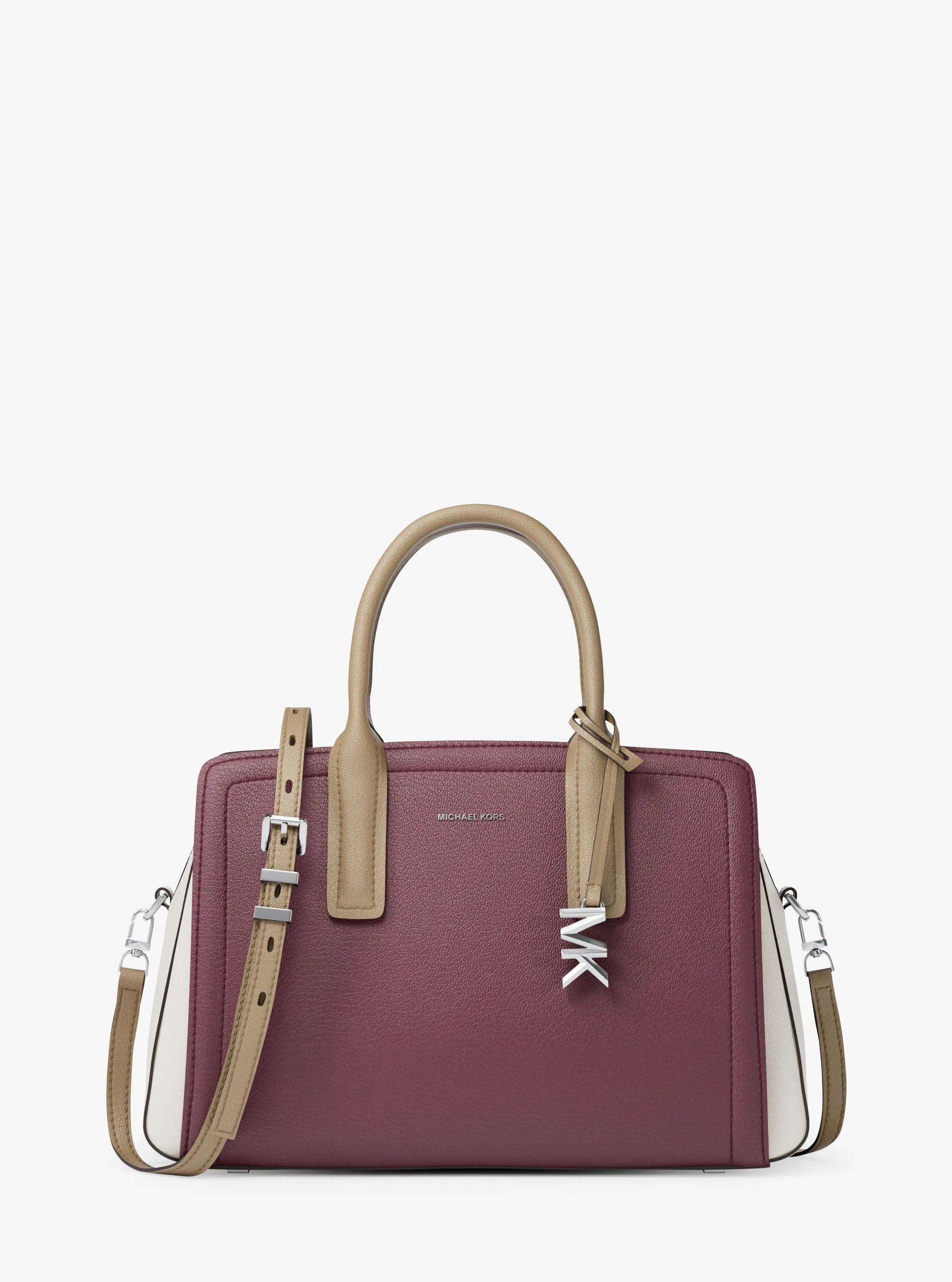 Bolso satchel Laila mediano de piel con bloque de color in GUINDA MULTICOLOR | Michael Kors