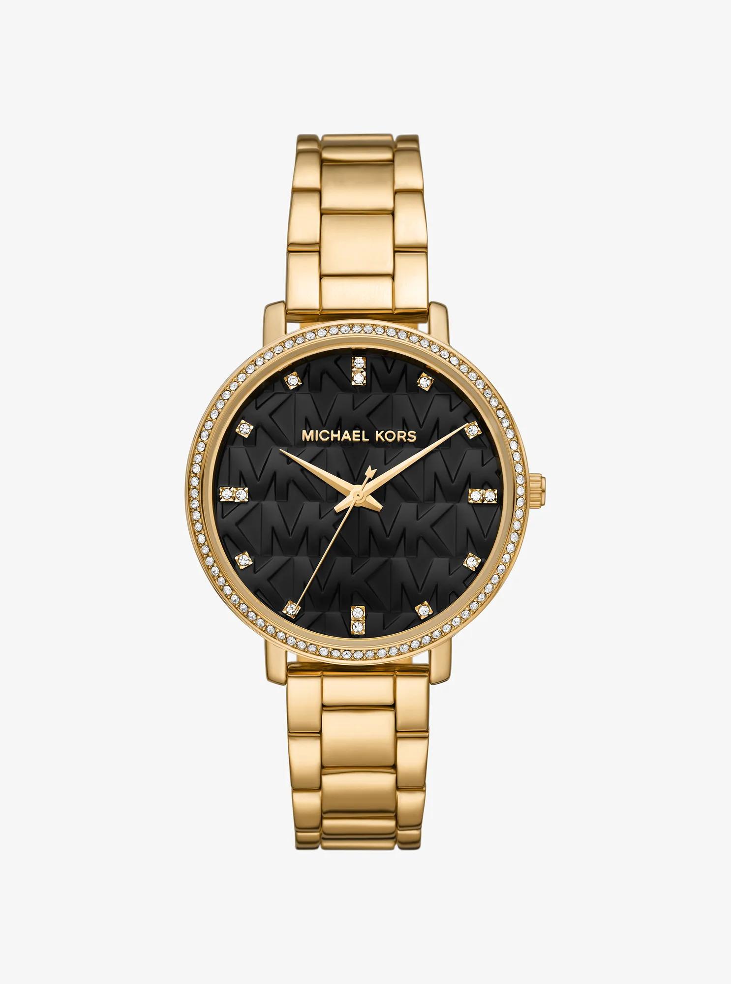 Pyper Pav&eacute; Gold-Tone Watch in GOLD | Michael Kors