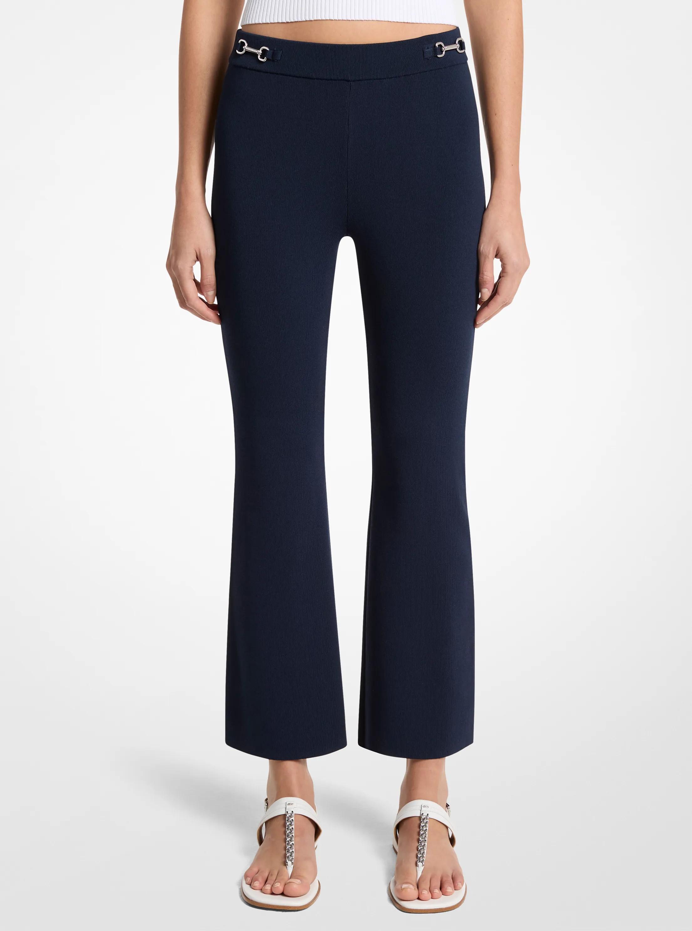 Michael Kors Outlet Stretch Knit Cropped Leggings In Blue