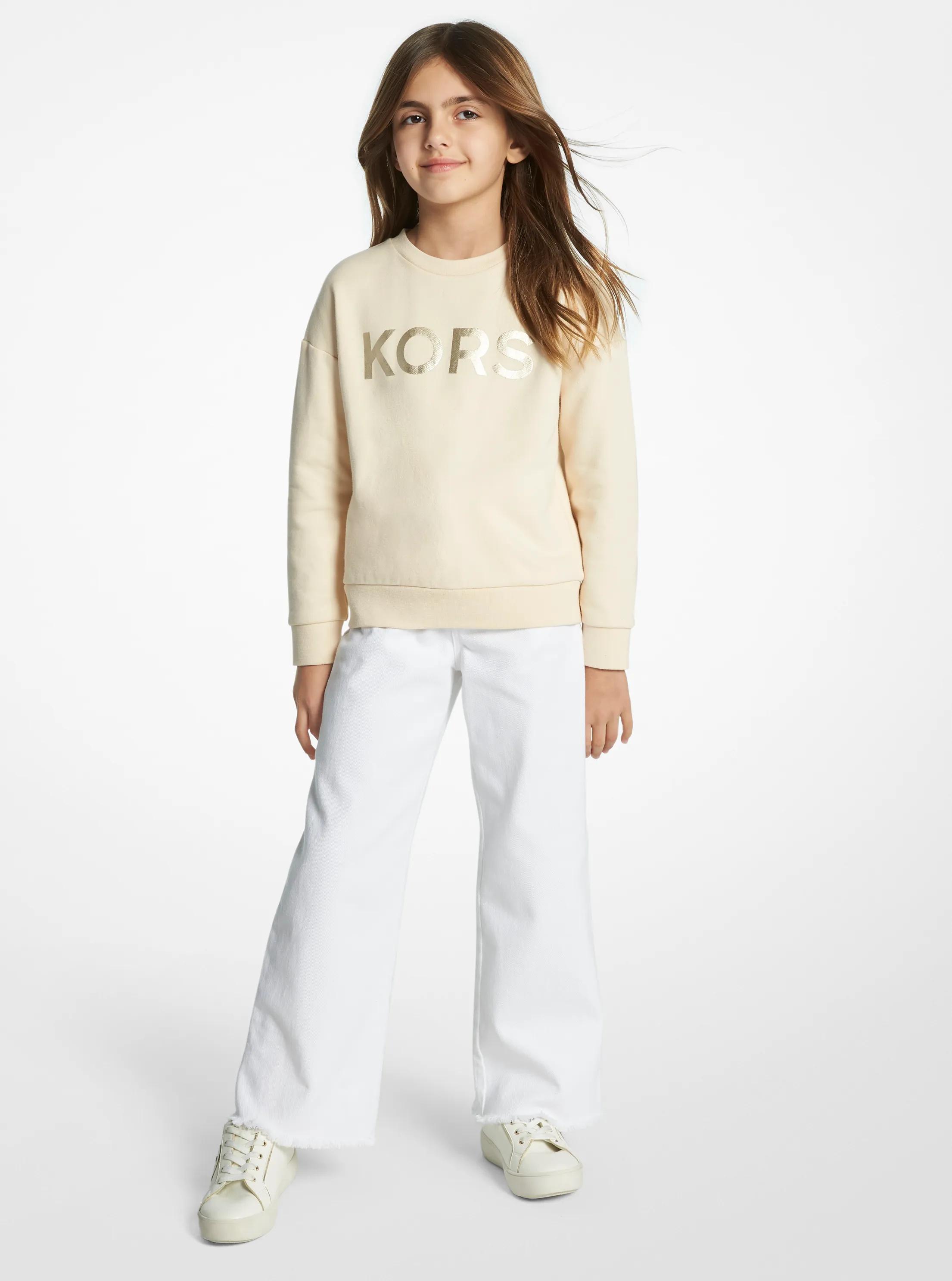 Michael Kors Kids Mk Sweatshirt Aus Baumwolle Mit Logo In Metallic-Optik - Natur - Michael Kors