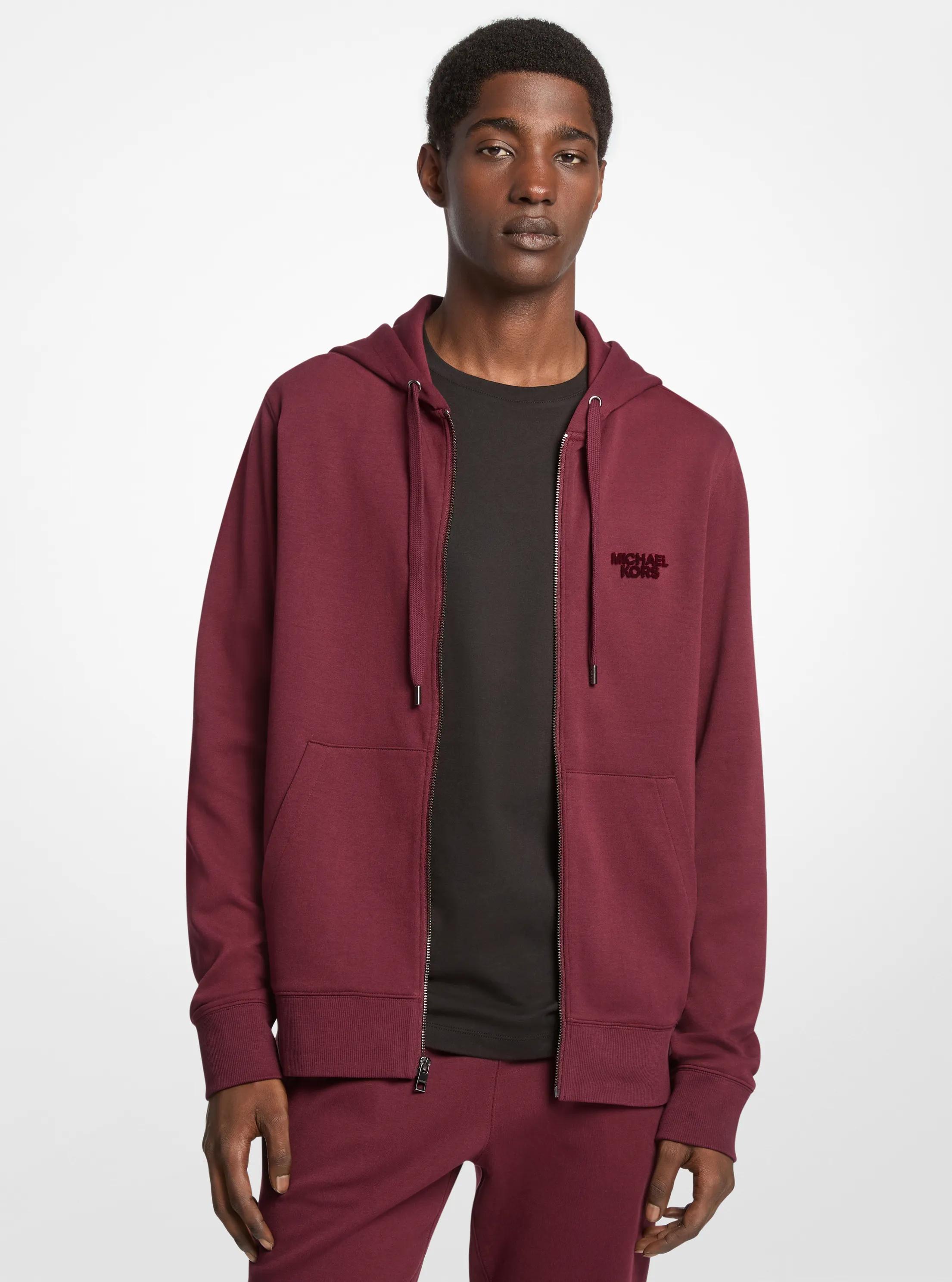 Cotton Blend Zip-Up Hoodie in OXBLOOD | Michael Kors