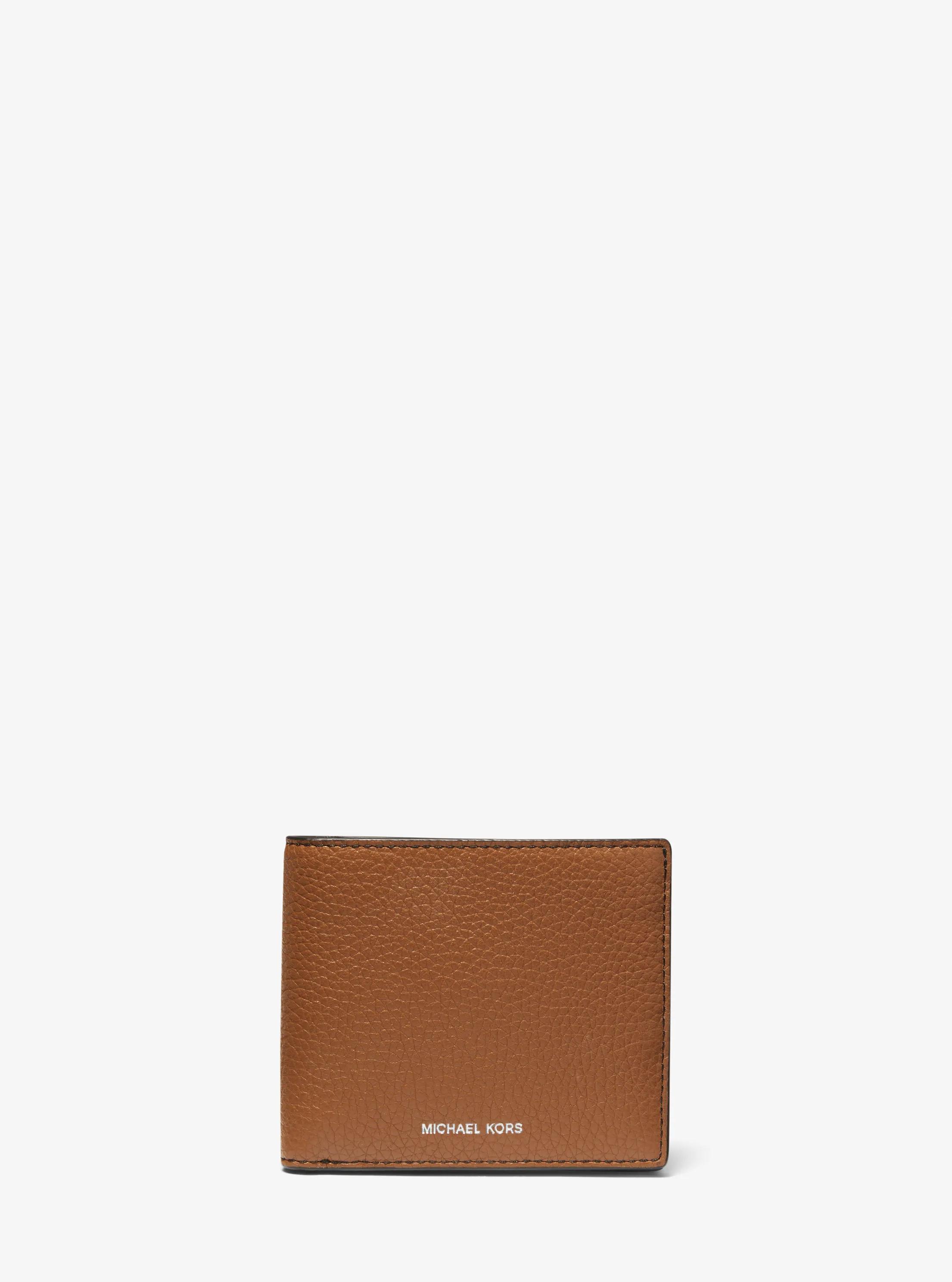 Hudson Pebbled Leather Billfold Wallet in LUGGAGE | Michael Kors